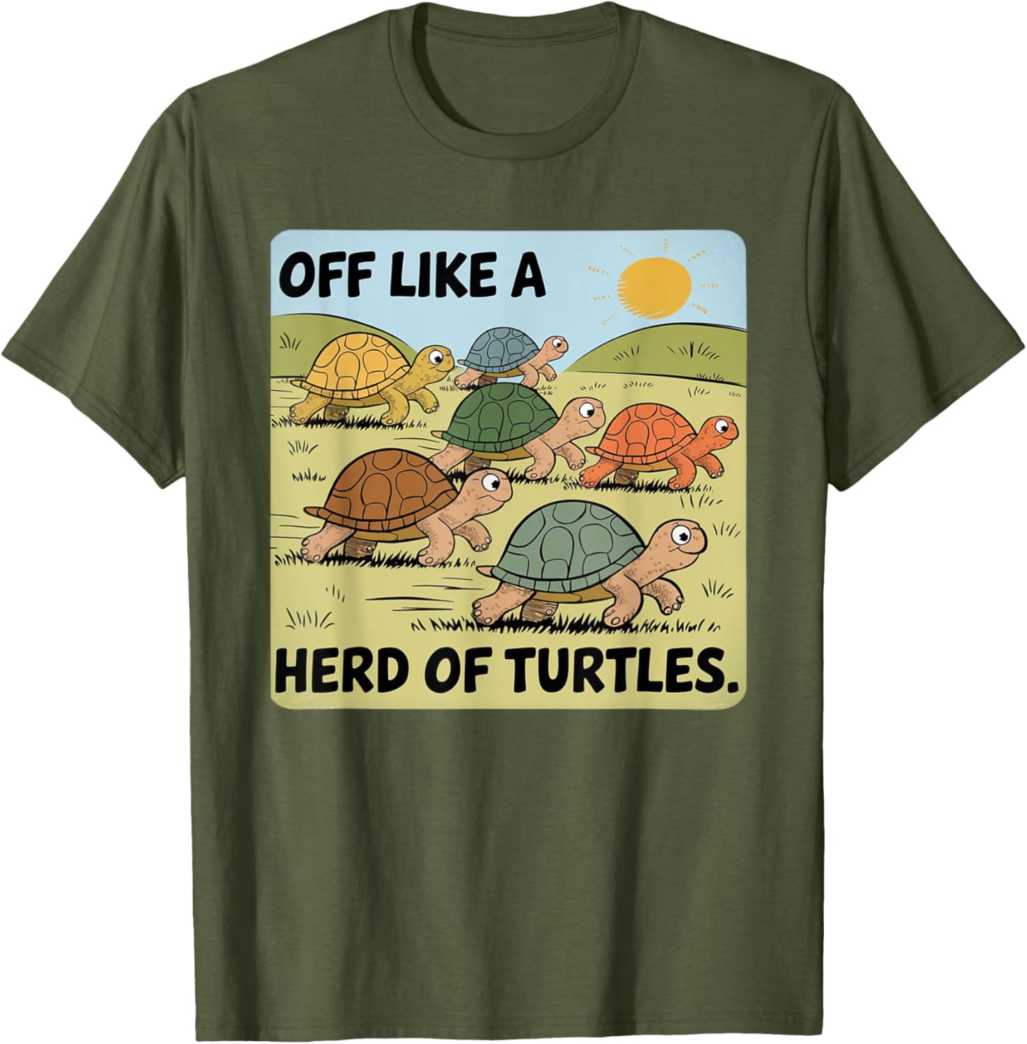 Funny Turtle Saying Off Like a Herd of Turtles Vintage T-Shirt - 19