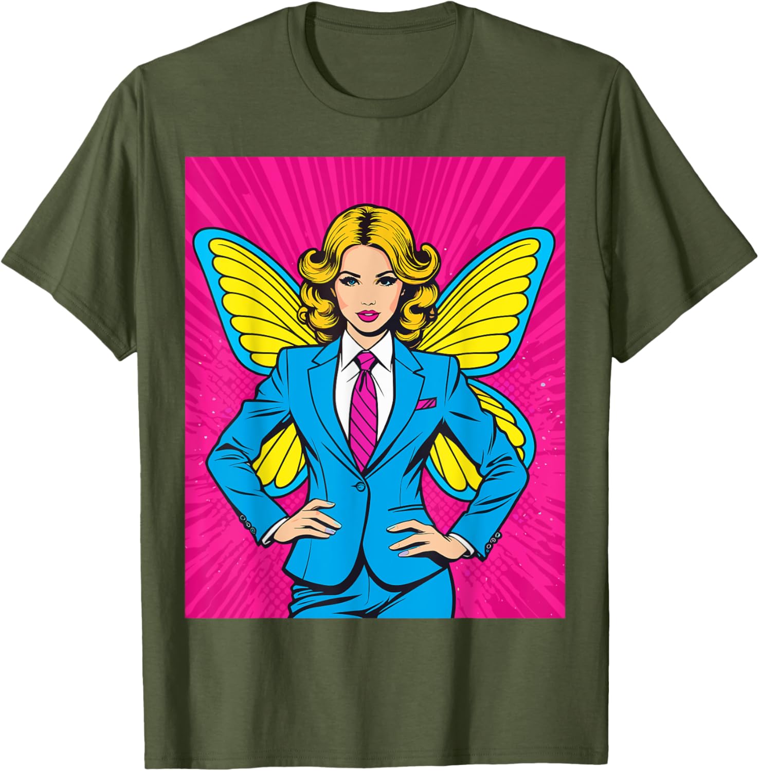Pop Art Fairy in Business Suit T-Shirt for Stylish Casual Wear - 14