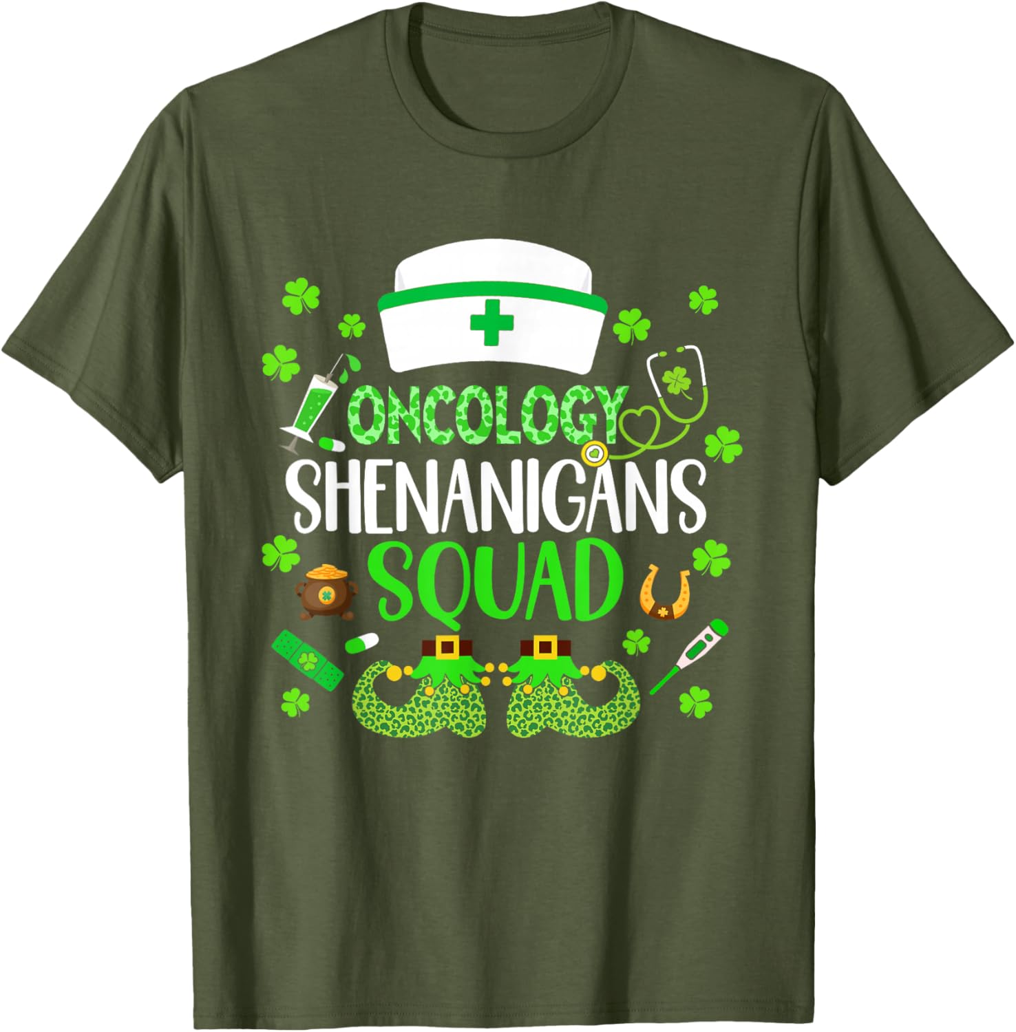 Oncology Nurse St Patricks Day Scrub T-Shirt Fun Crew Design - 1