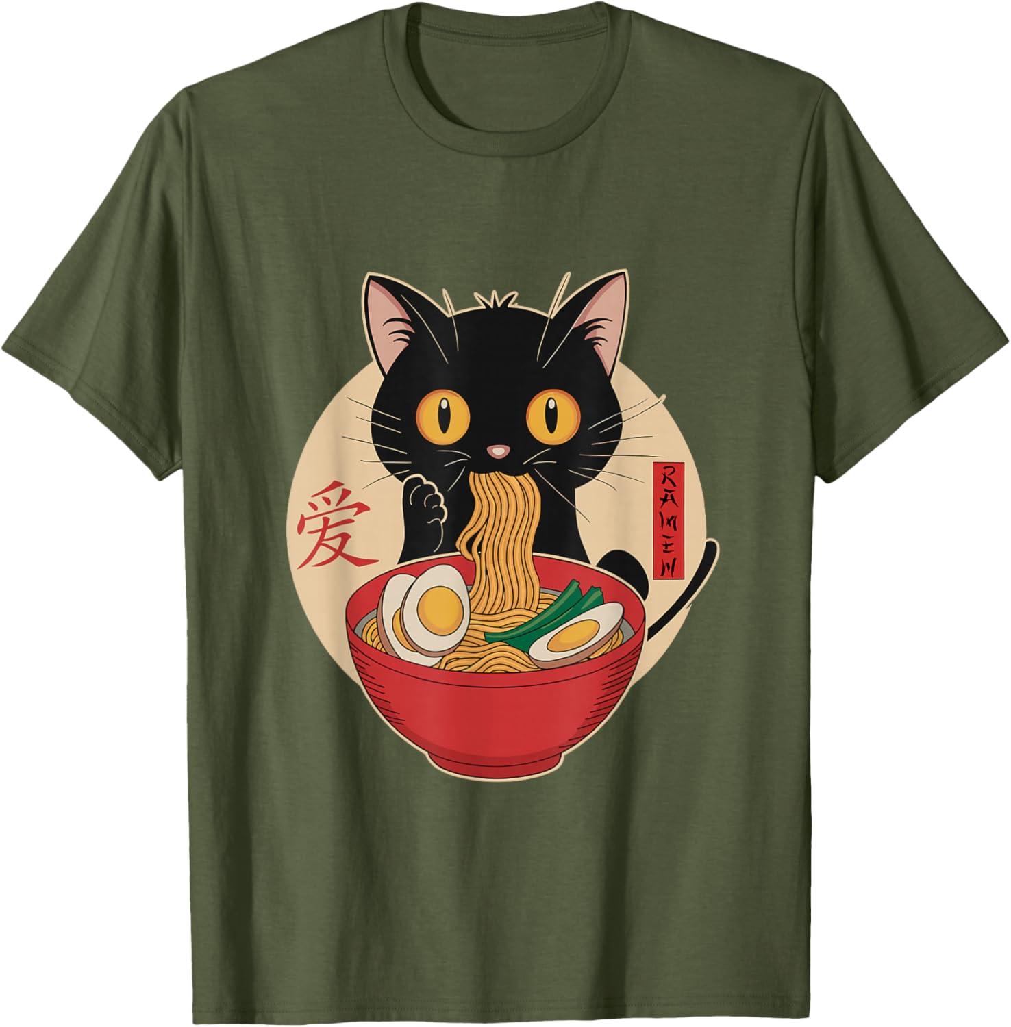 Cute Cat Eating Ramen Noodles Kawaii Anime T-Shirt for Cat Lovers - 19