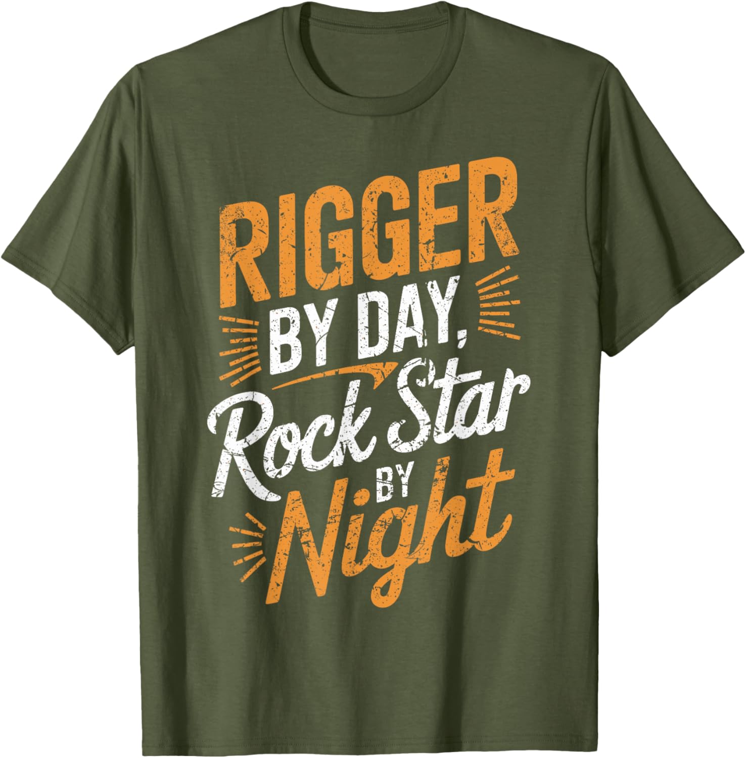 Funny Rigger by Day Rockstar by Night T-Shirt for Workers and Music Lovers - 2