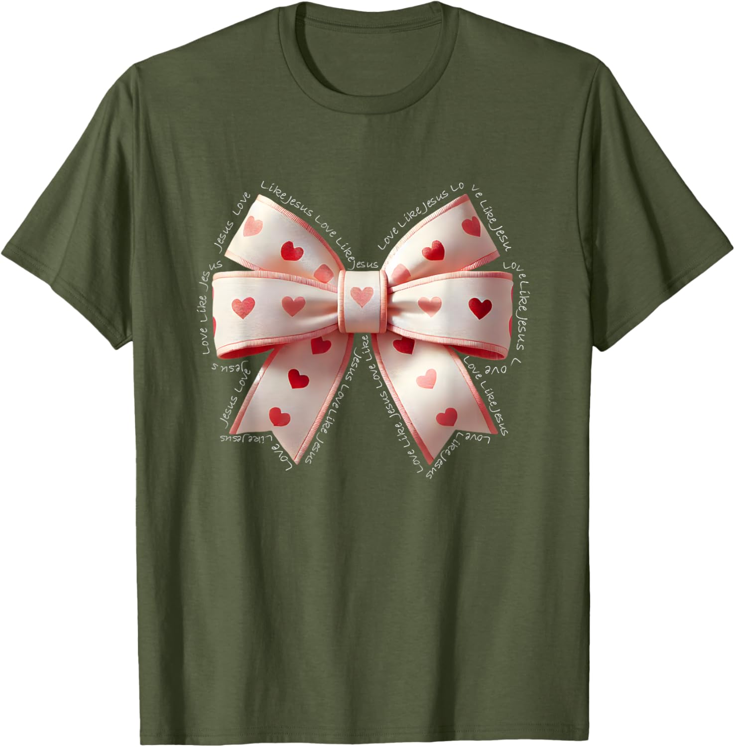 Jesus Valentine's Day Coquette Bow Tee Love Like Jesus T-Shirt for Kids - 9