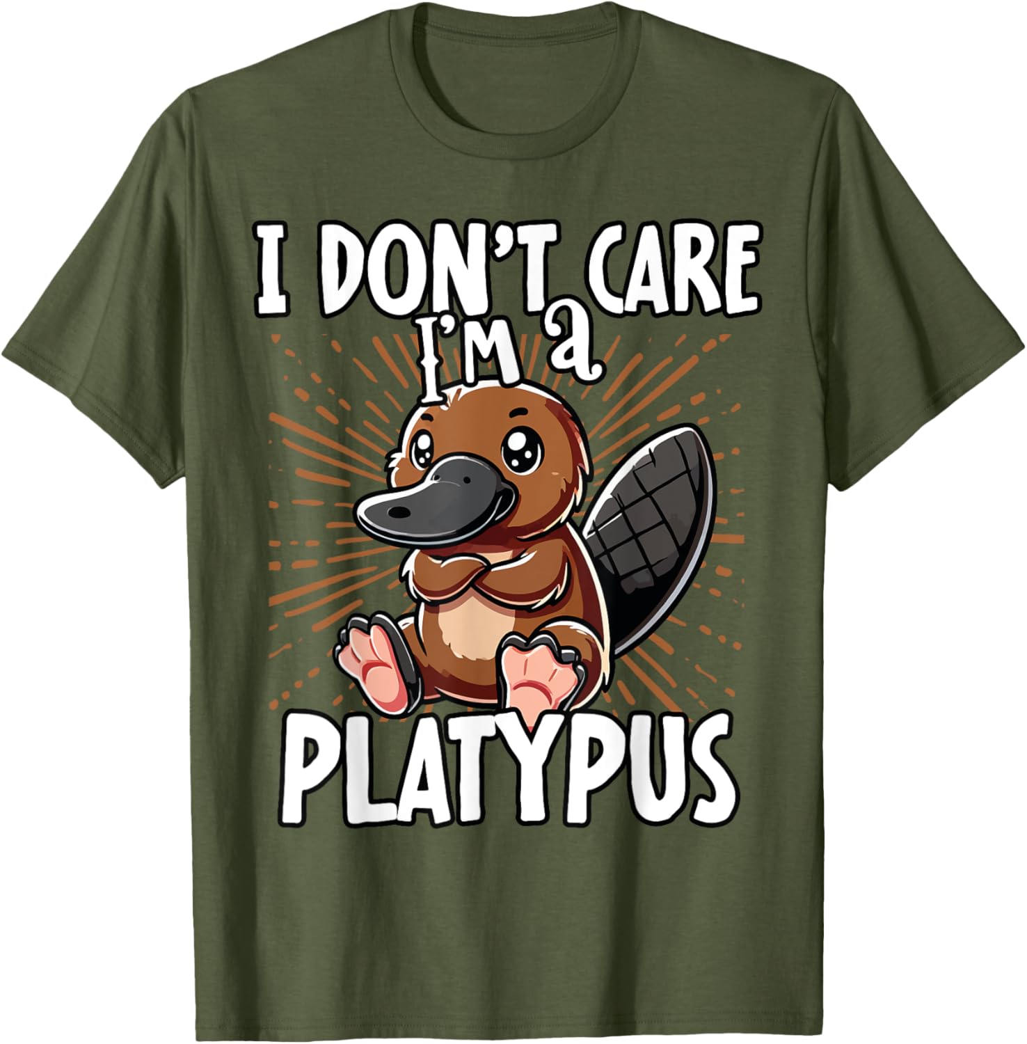 Cute Platypus T-Shirt I Don't Care Fun Animal Apparel for All Ages - 14