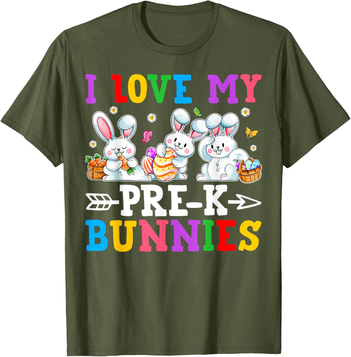 Funny I Love My Pre-K Bunnies T-Shirt for Preschool Teachers Easter Fun - 11