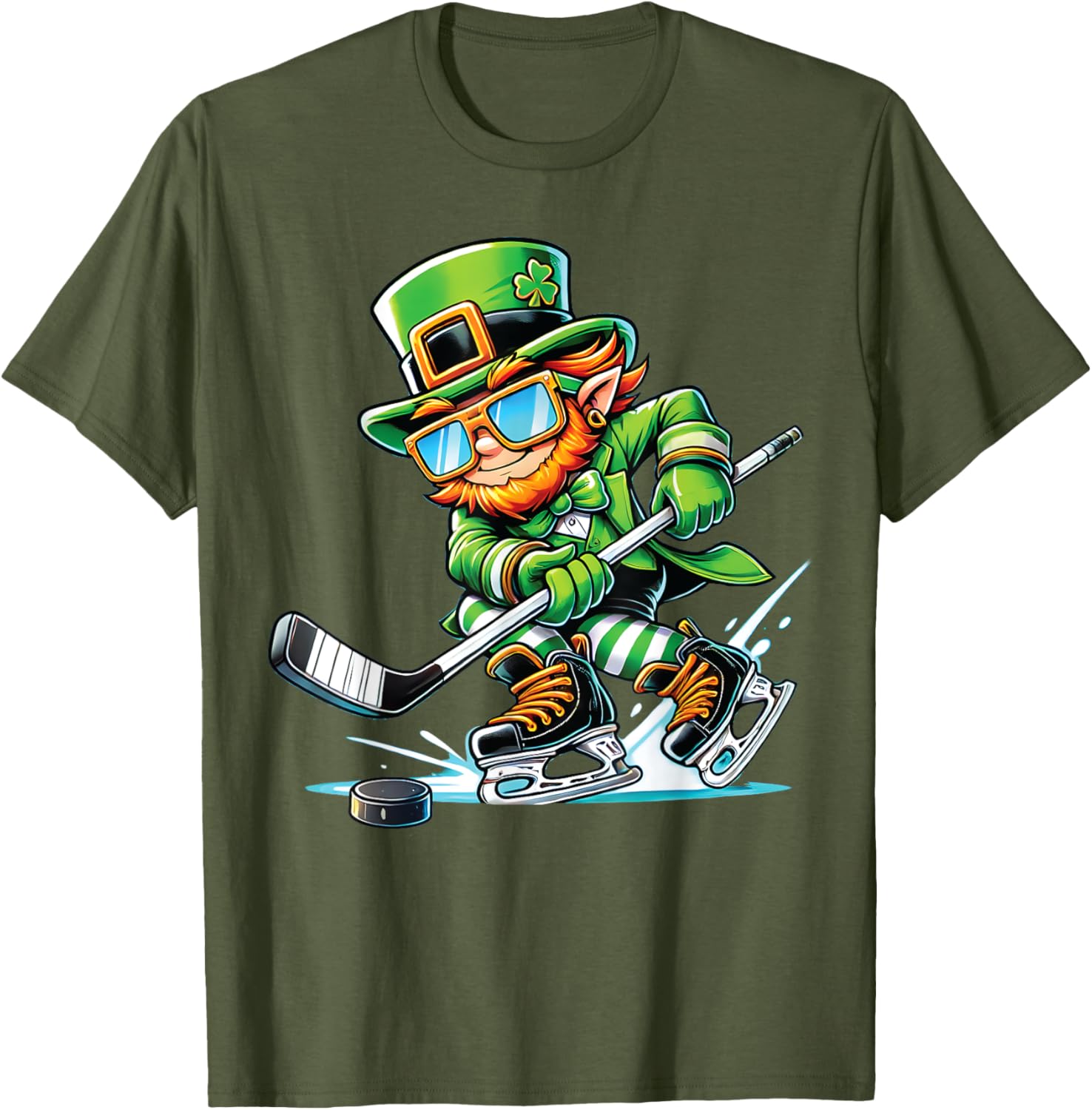 Leprechaun Ice Hockey T-Shirt Perfect for St Patrick's Day Fun - 25