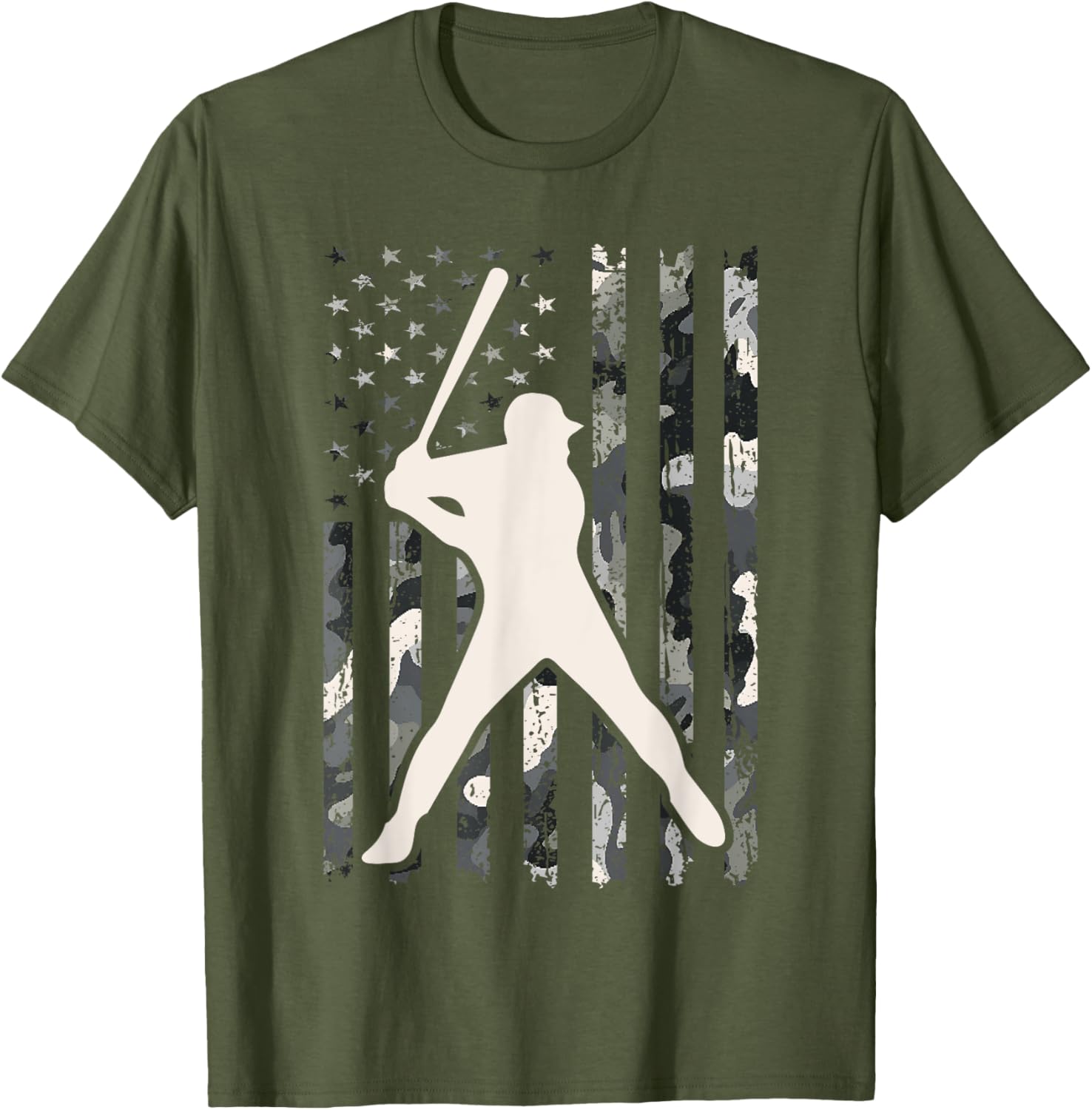 Vintage Baseball USA Flag Camo T-Shirt for Men and Women - 1
