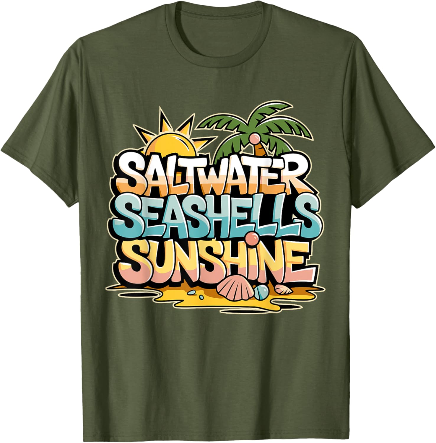 Funny Beach T-Shirt with Saltwater Seashells for Cruise Gifts - 22