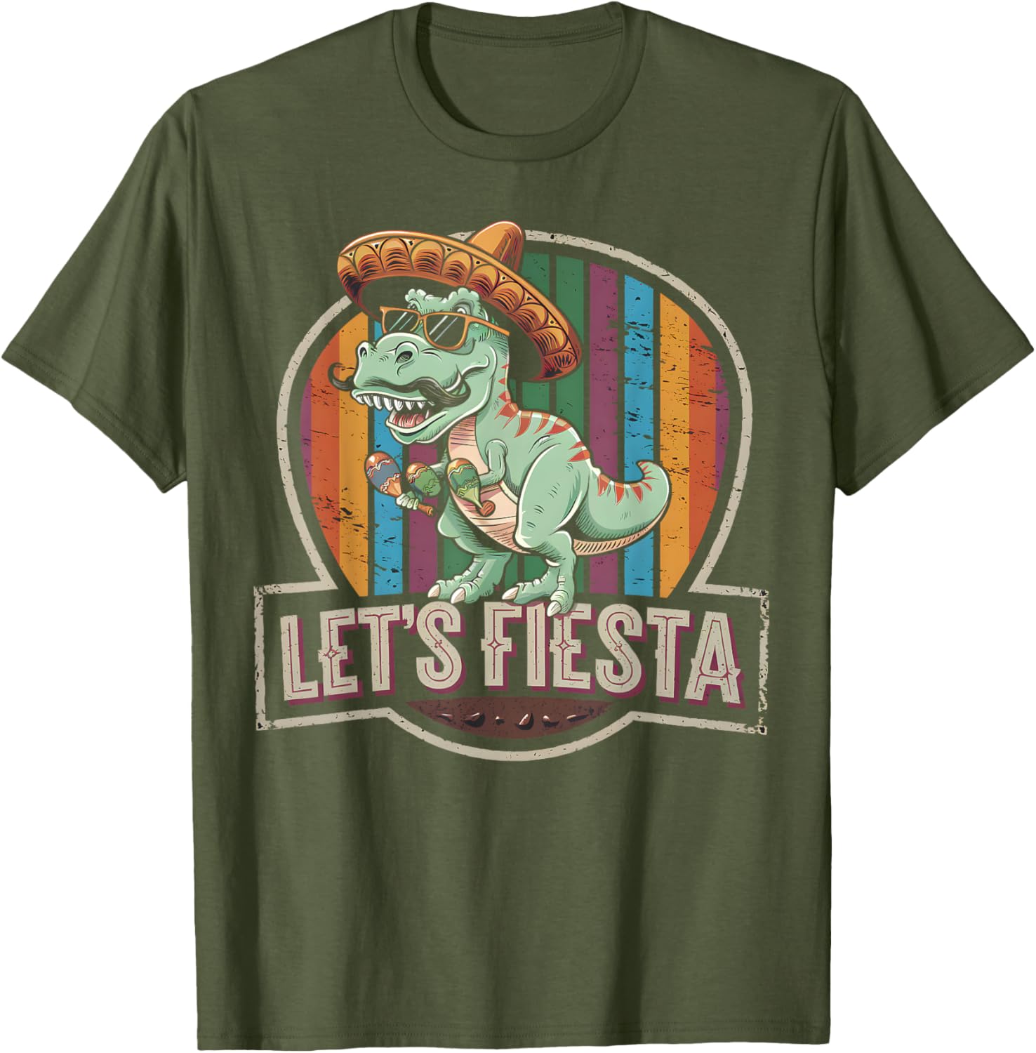 Cute Let's Fiesta Mexican Dino Trex T-Shirt for Toddler Boys - 5