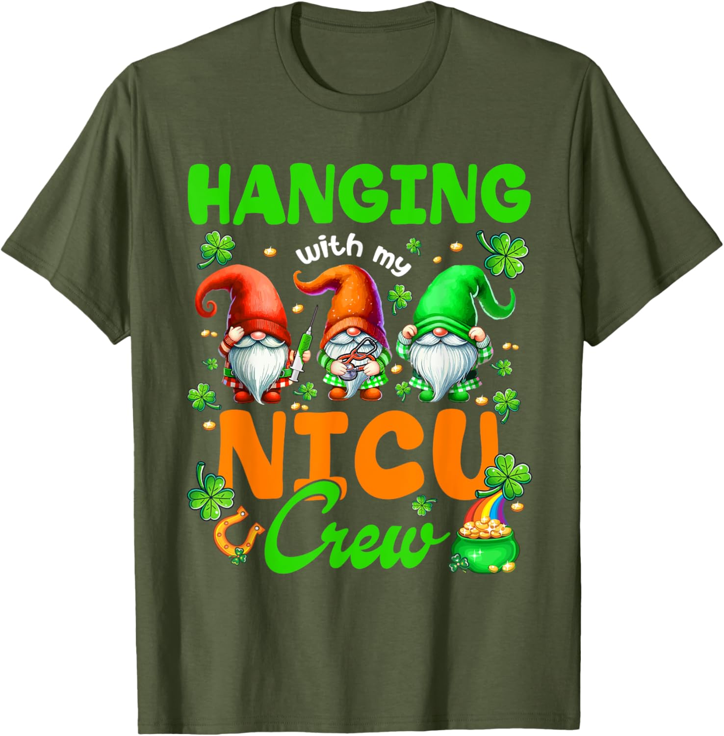 Adorable NICU Nurse Gnome St. Patrick's Day T-Shirt for Nurses and Friends - 19