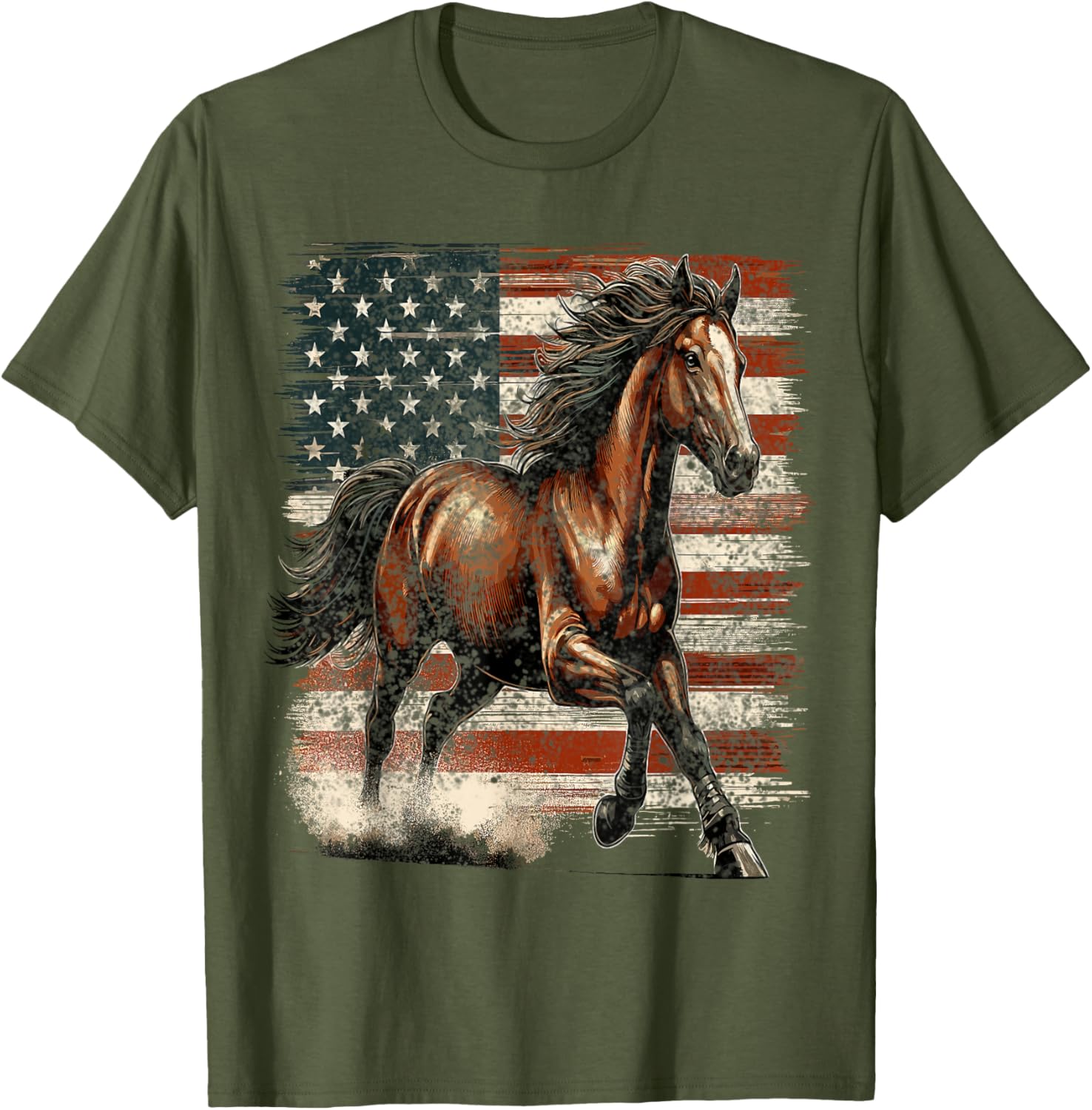Patriotic Horse American Flag T-Shirt Perfect for 4th of July Celebrations - 10