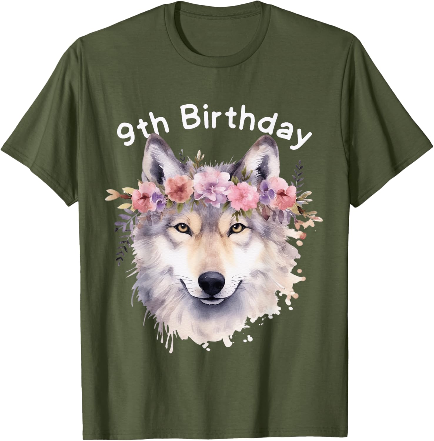 9th Birthday Wolf Pack T-Shirt for Girls - Cute Wolves Party Tee - 1