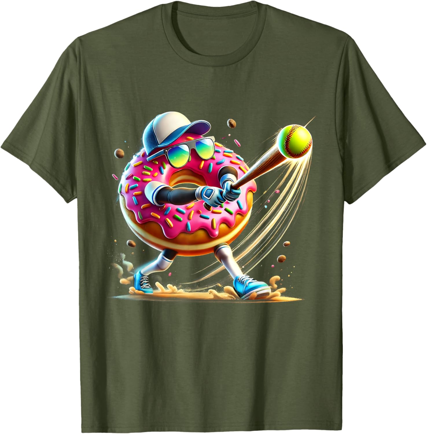 Donut Lover Softball Player T-Shirt Fun Sports Tee for All Ages - 8