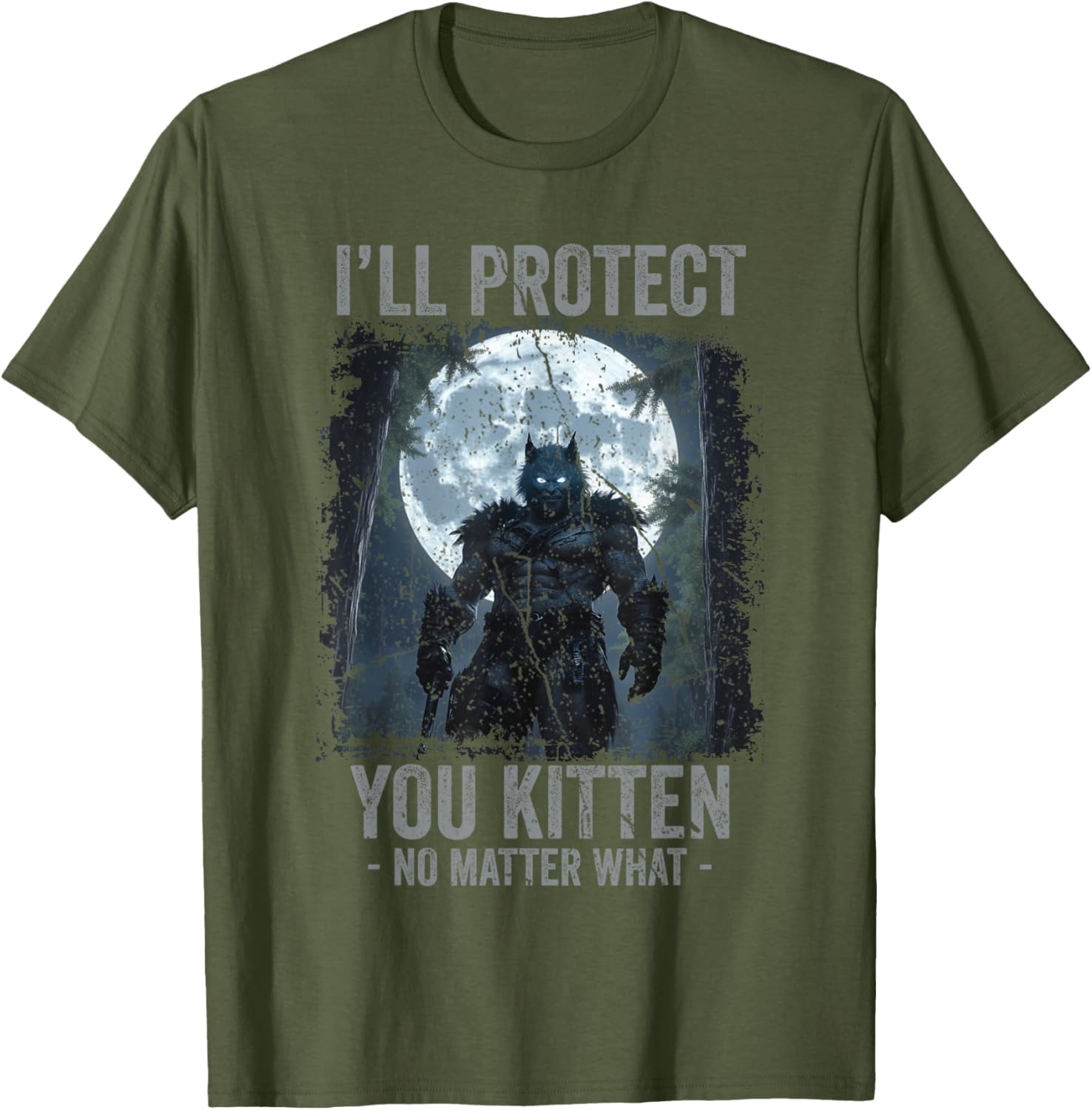 Funny Alpha Wolf Meme T-Shirt I'll Protect You Kitten Cool Gift - 19