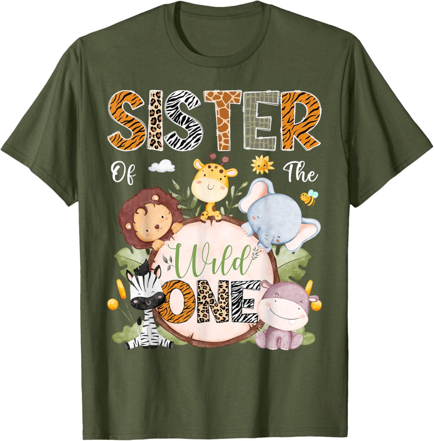 Sister of the Wild One 1st Birthday Safari Jungle Animals T-Shirt - 4