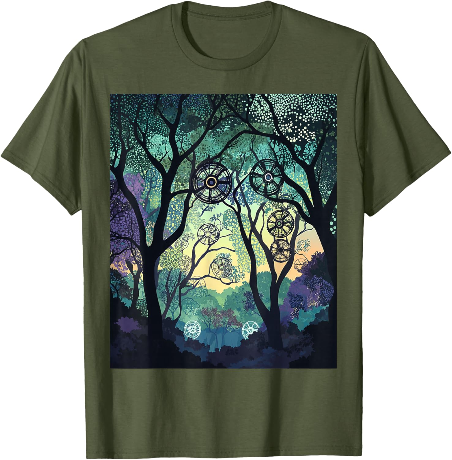 Dreamy Forest Geometric Nature Artwork T-Shirt for Nature Lovers - 1