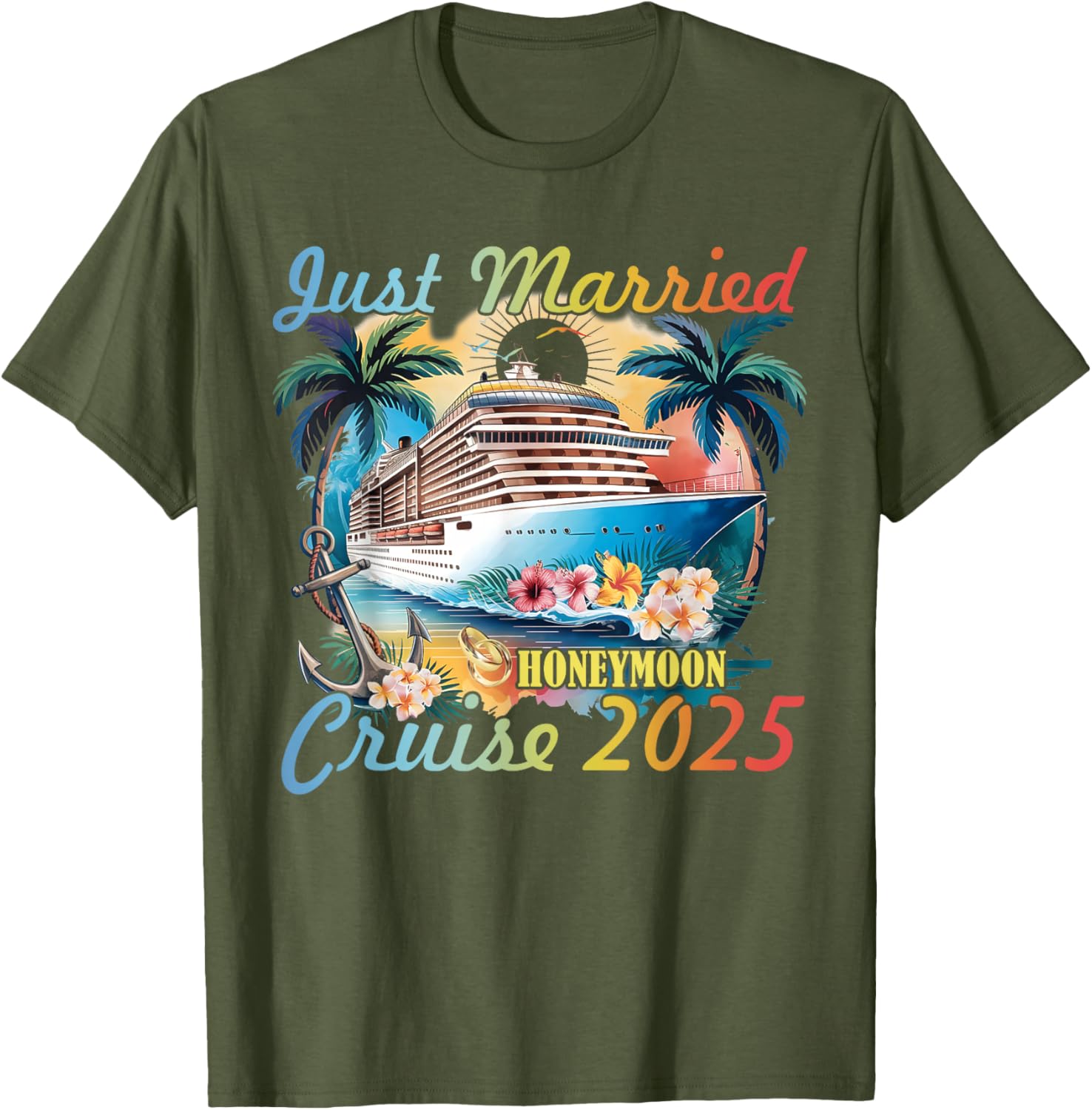 Just Married Honeymoon Cruise T-Shirt for Couples 2025 Adventure - 8