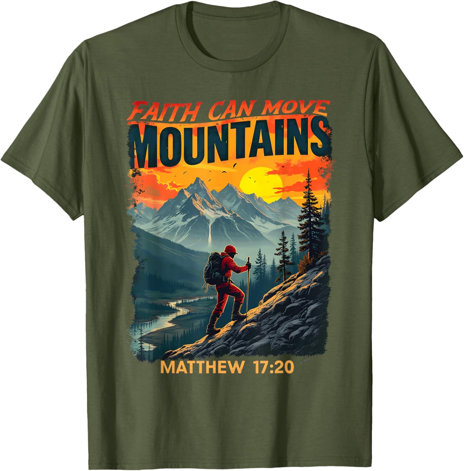 Faith Can Move Mountains Matthew 17:20 Hiking T-Shirt for Adventurers - 4