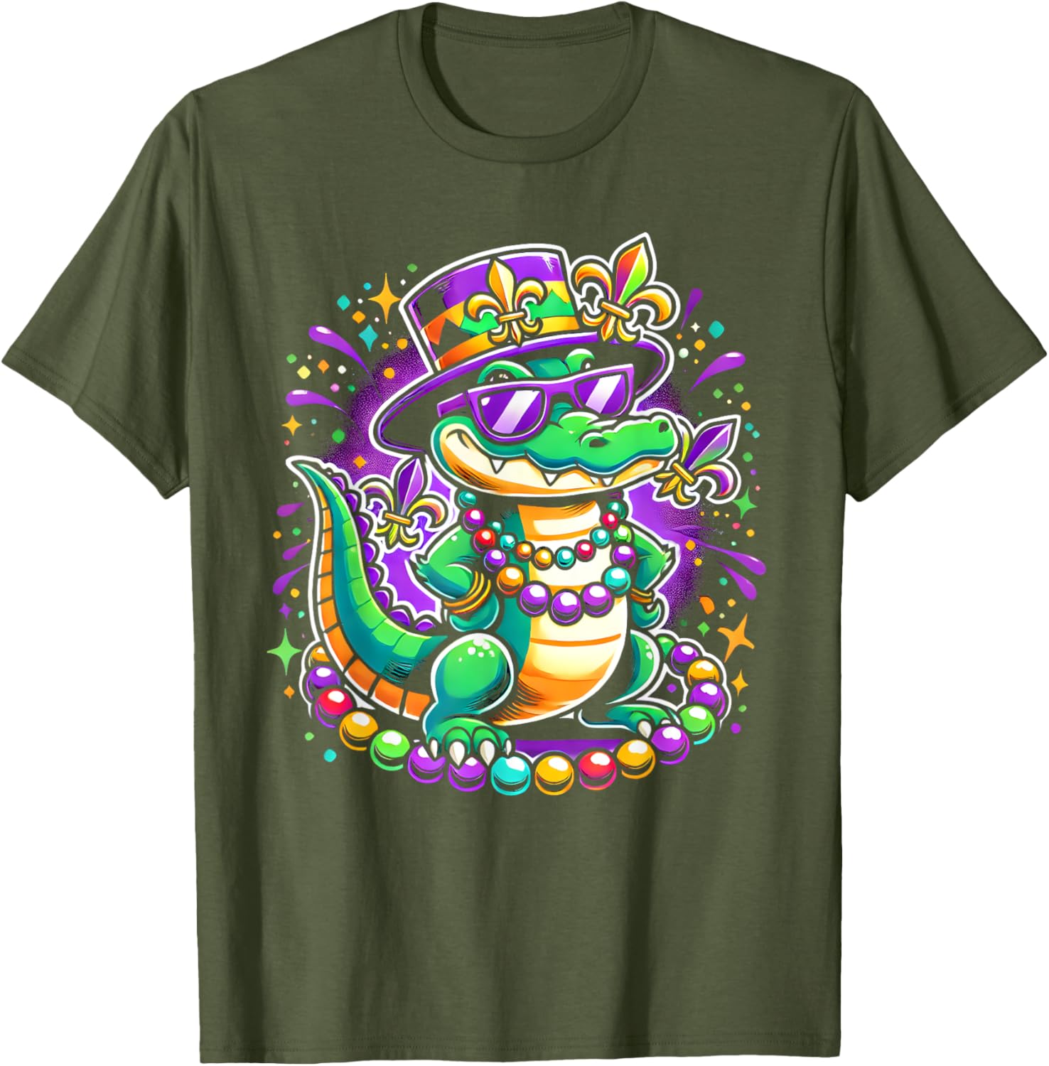 Mardigator Mardi Gras Alligator T-Shirt for Men and Women - 8