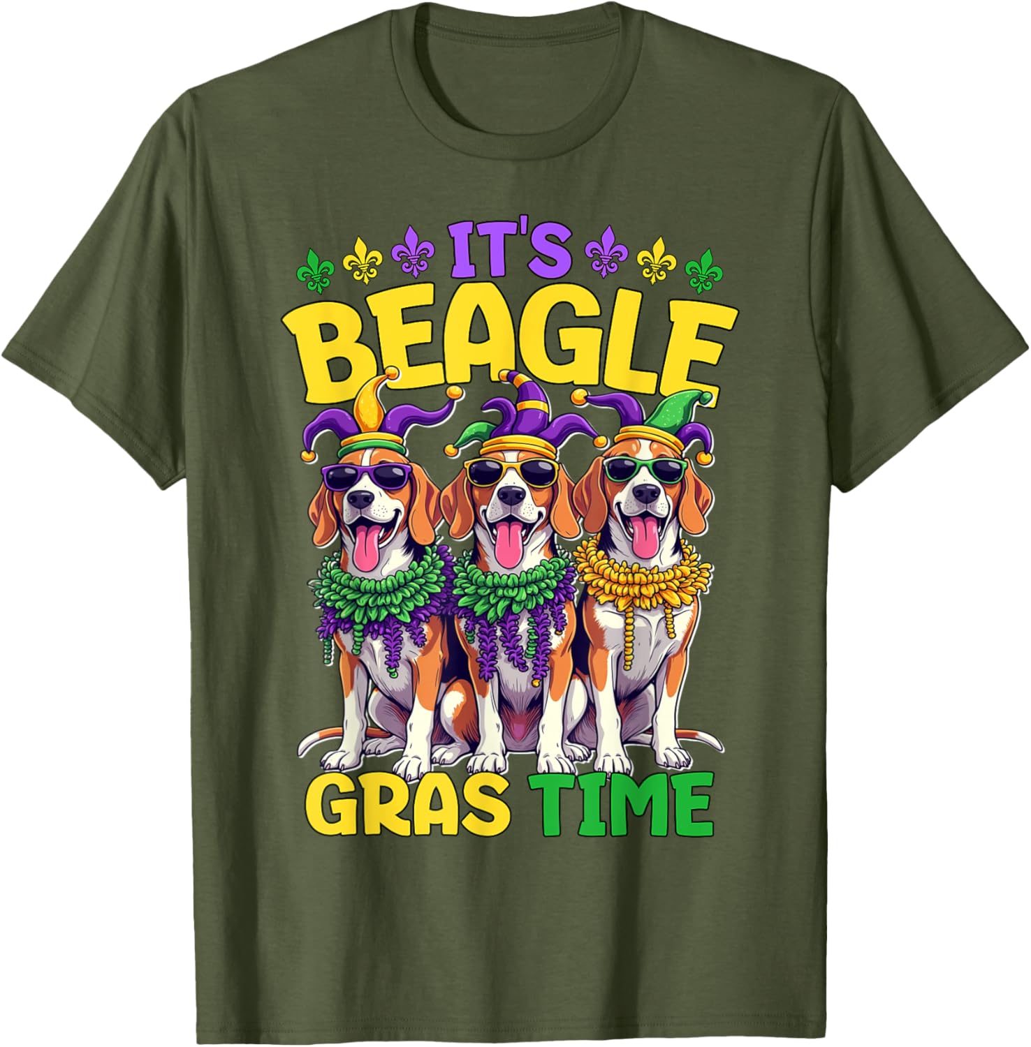 Mardi Gras Beagle Time T-Shirt for Fun Celebrations and Festivities - 22