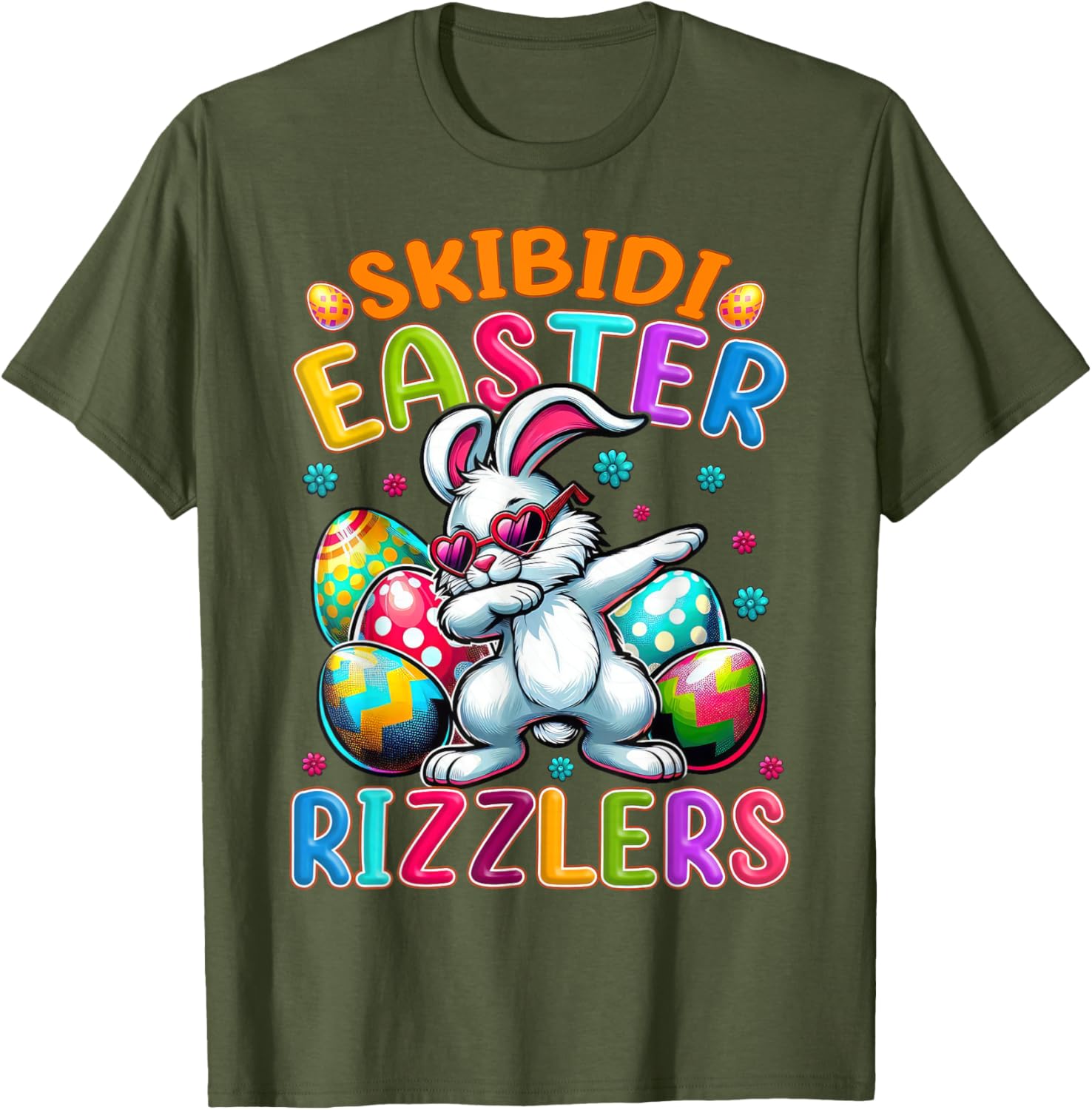 Dabbing Bunny Skibidi Easter Rizzlers T-Shirt for Gen Alpha Style - 19