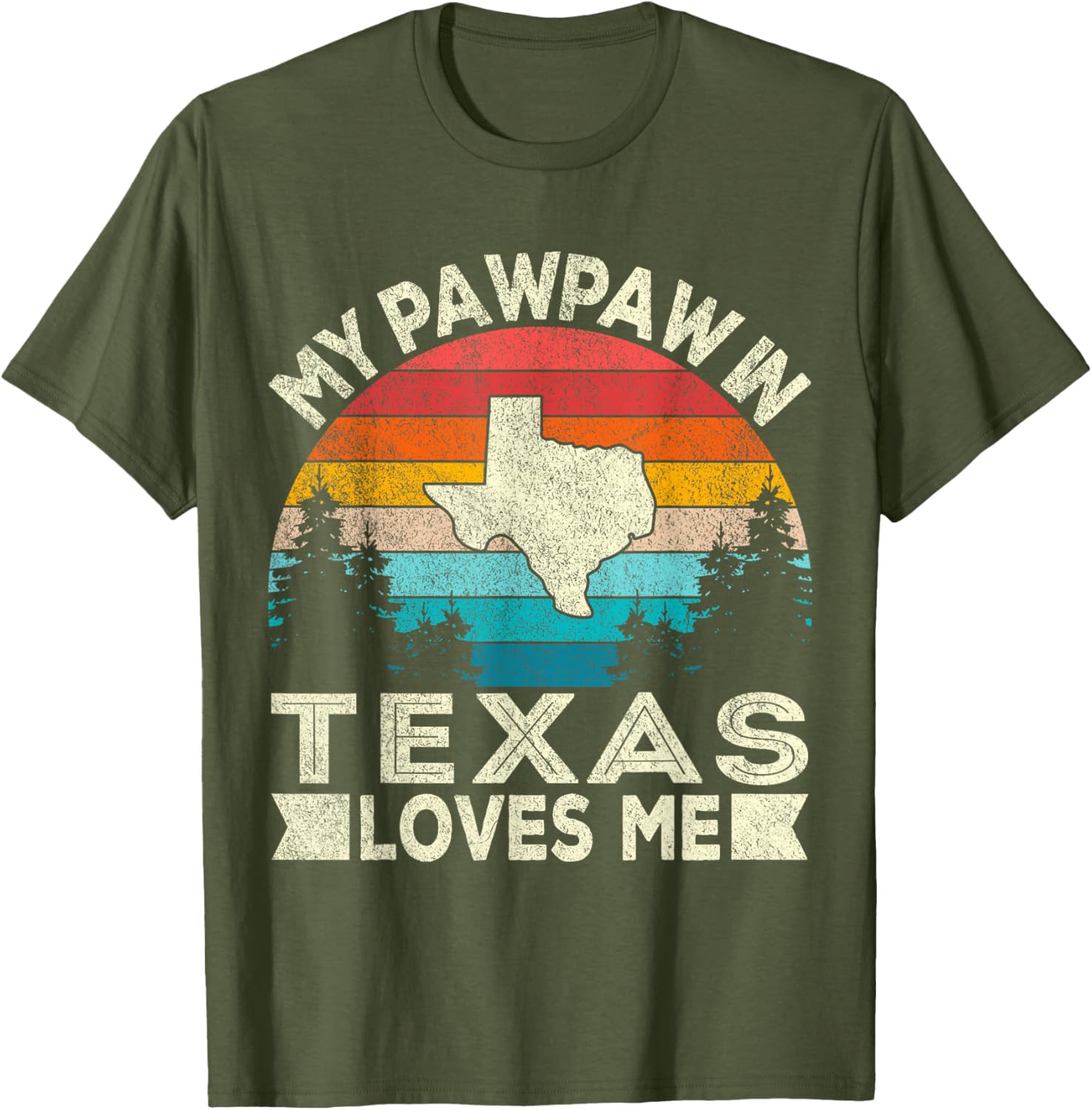 My PawPaw In Texas Loves Me Retro Grandpa T-Shirt for Proud Grandchildren - 5