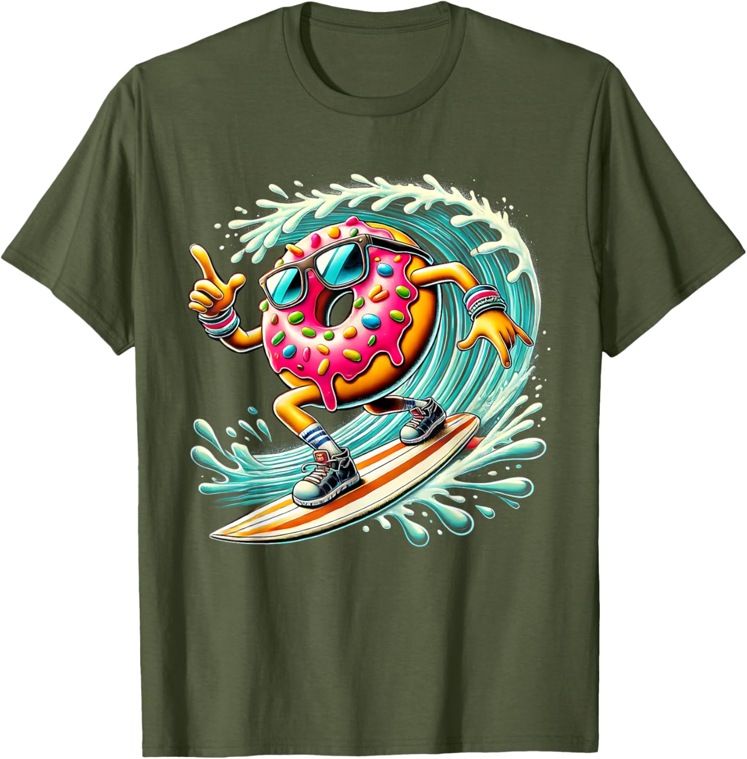 Donut Surfing T-Shirt for Surfboard Lovers - Fun Surf Style Apparel - 5