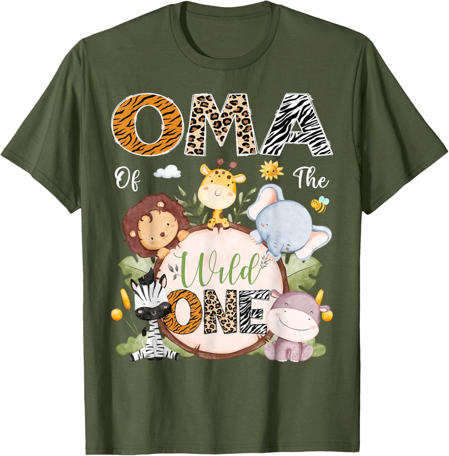 Oma Of The Wild One First Birthday Safari Jungle Animals T-Shirt - 2