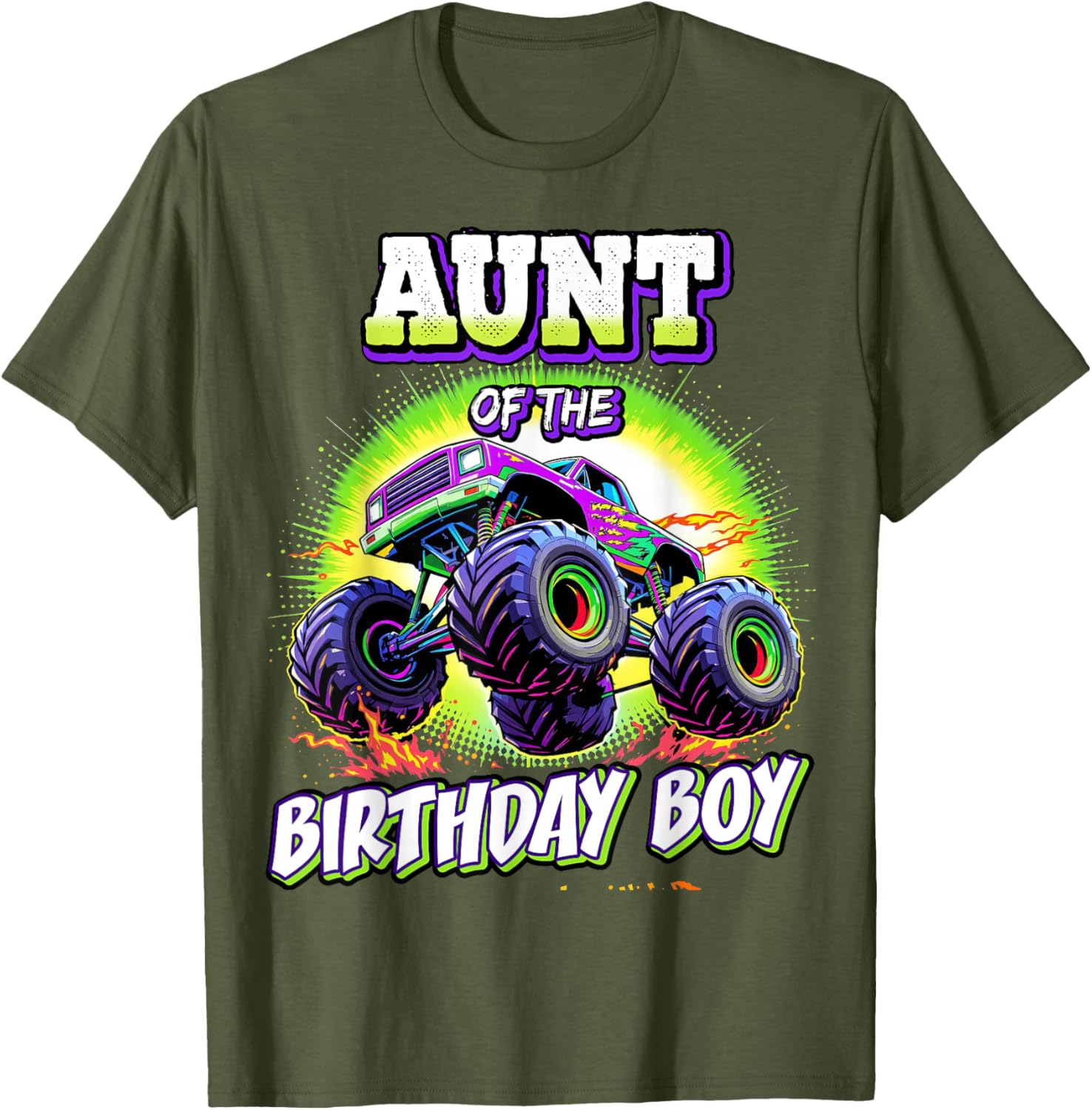 Aunt of the Birthday Boy Monster Truck T-Shirt for Fun Birthday Parties - 1