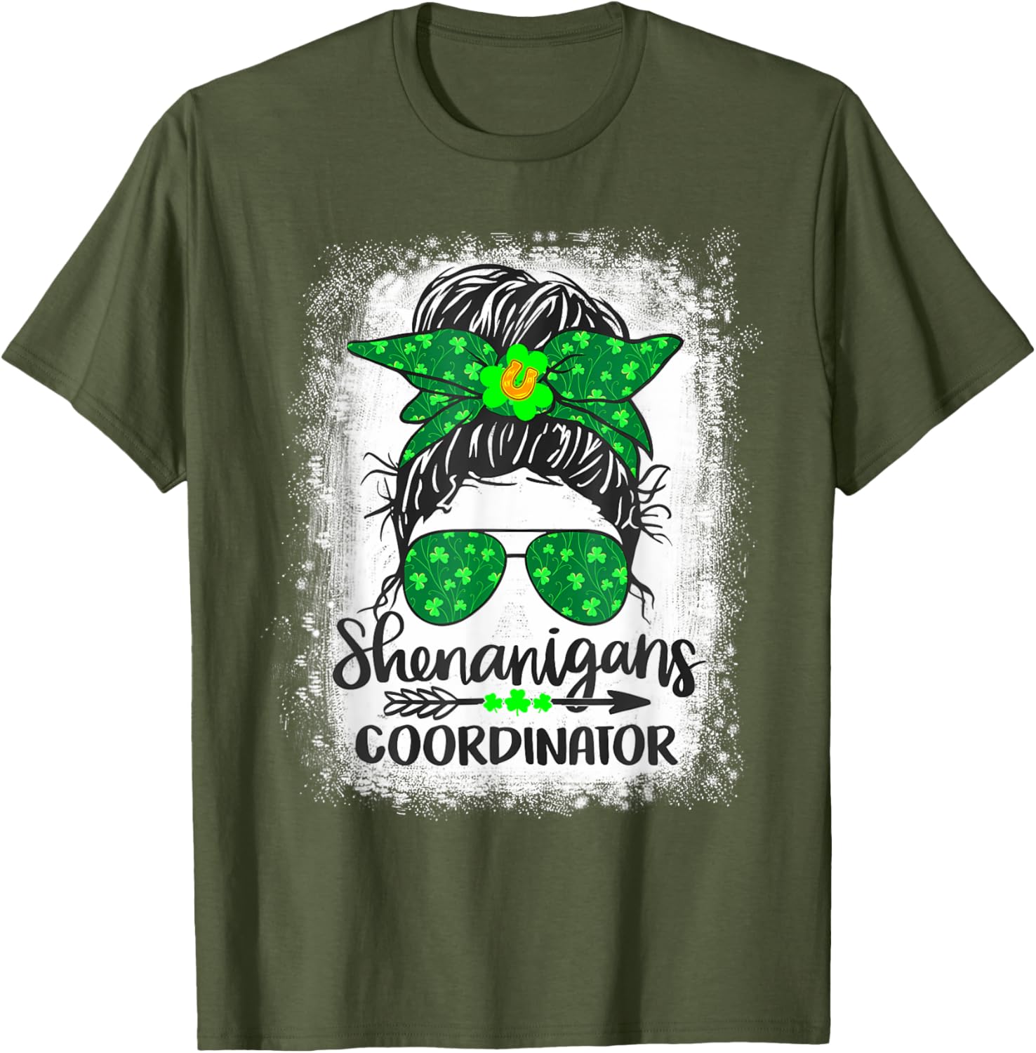 Shenanigans Coordinator Messy Bun St Patricks Day Women's T-Shirt - 19
