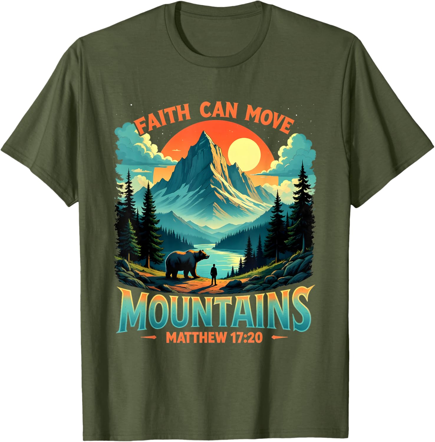 Mountain Landscape Faith Can Move Mountains T-Shirt Inspired by Matthew 17:20 - 11