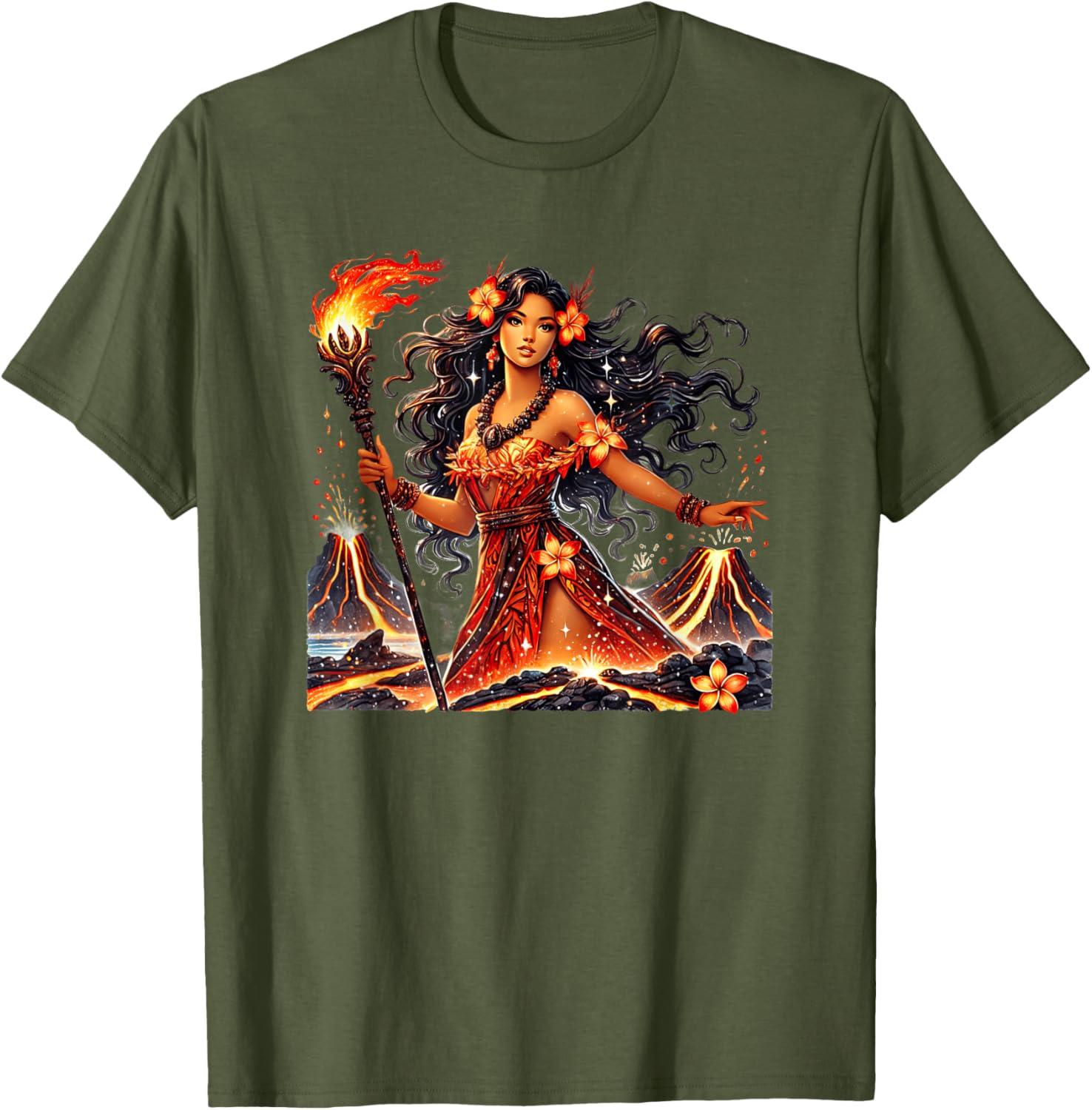 Hawaiian Goddess Pele Fire Transformation T-Shirt for Nature Lovers - 3