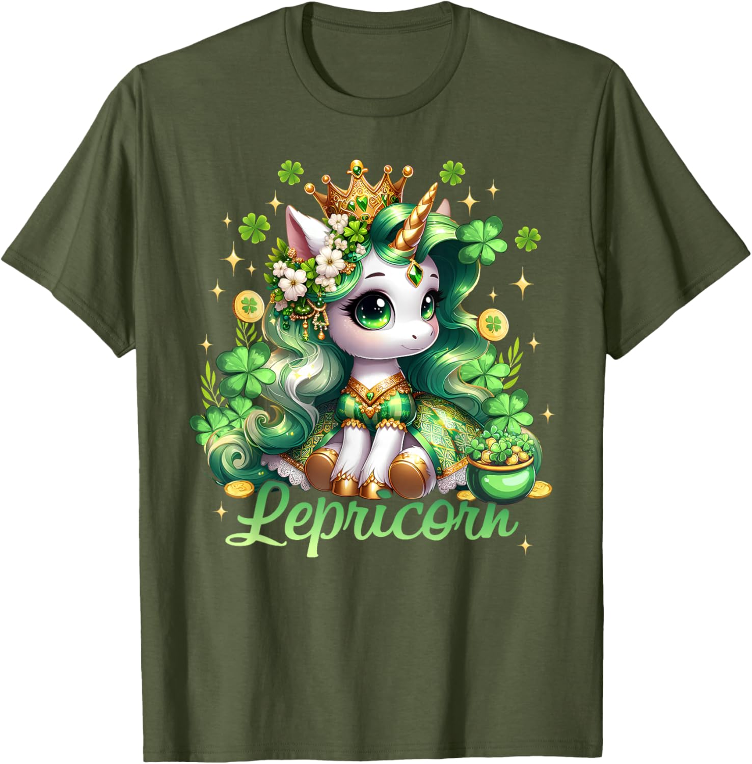 Lepricorn Unicorn St Patricks Day Girls T-Shirt for Kids Fun Style - 14