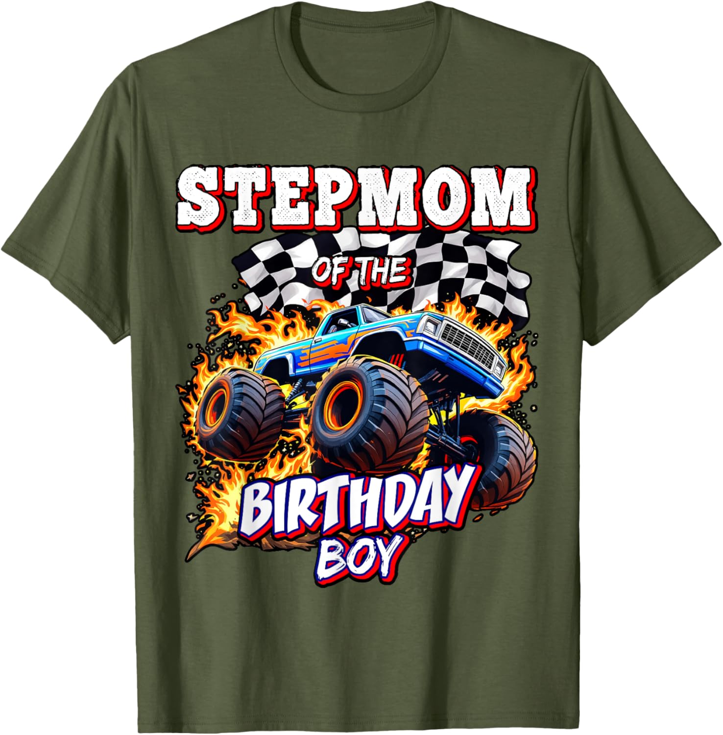 Stepmom of the Birthday Boy Monster Truck T-Shirt for Fun Celebrations - 5