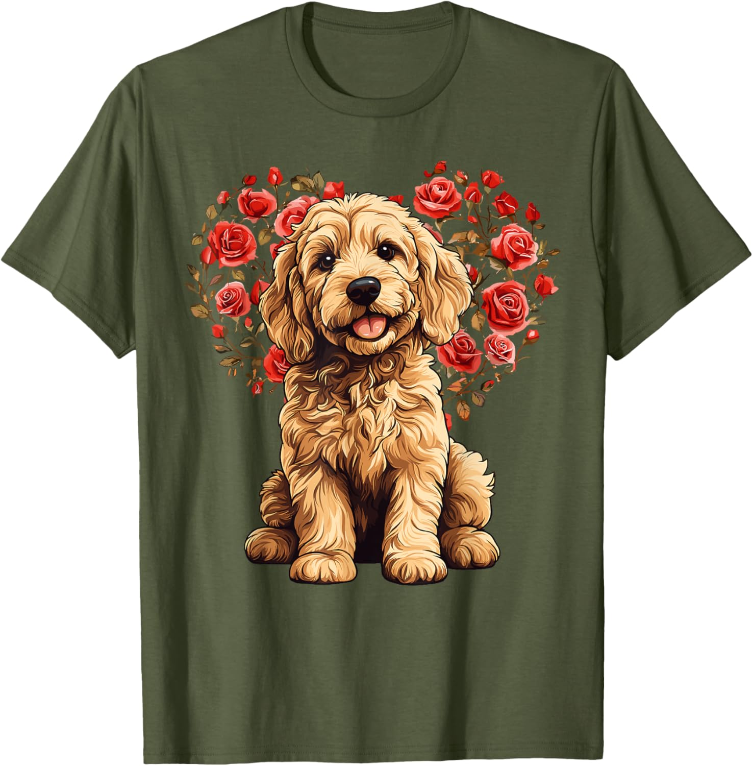 Goldendoodle Valentine’s Day Floral Heart T-Shirt for Dog Lovers - 18