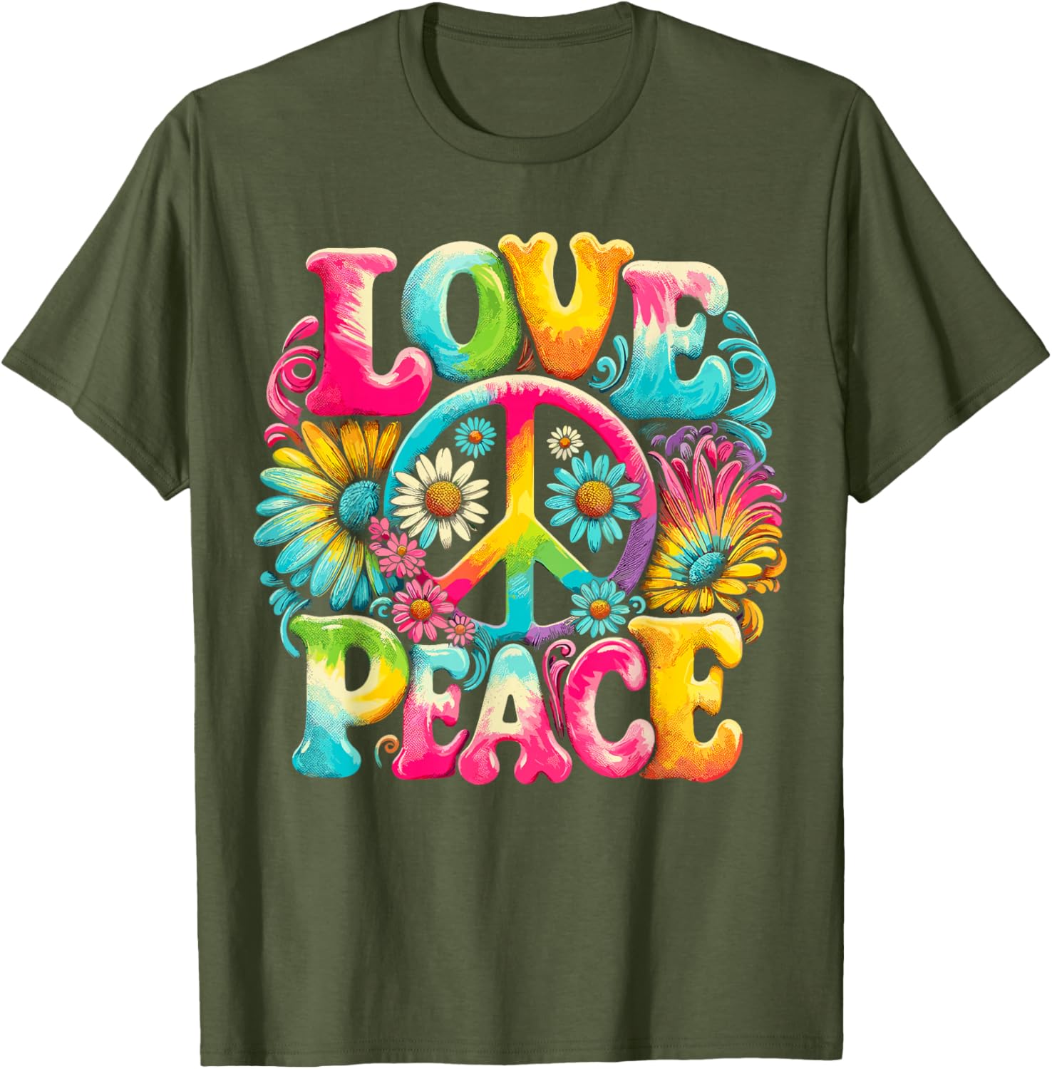 Hippie Tie Dye T-Shirt with Peace Sign and Love Design for Trendy Style - 16