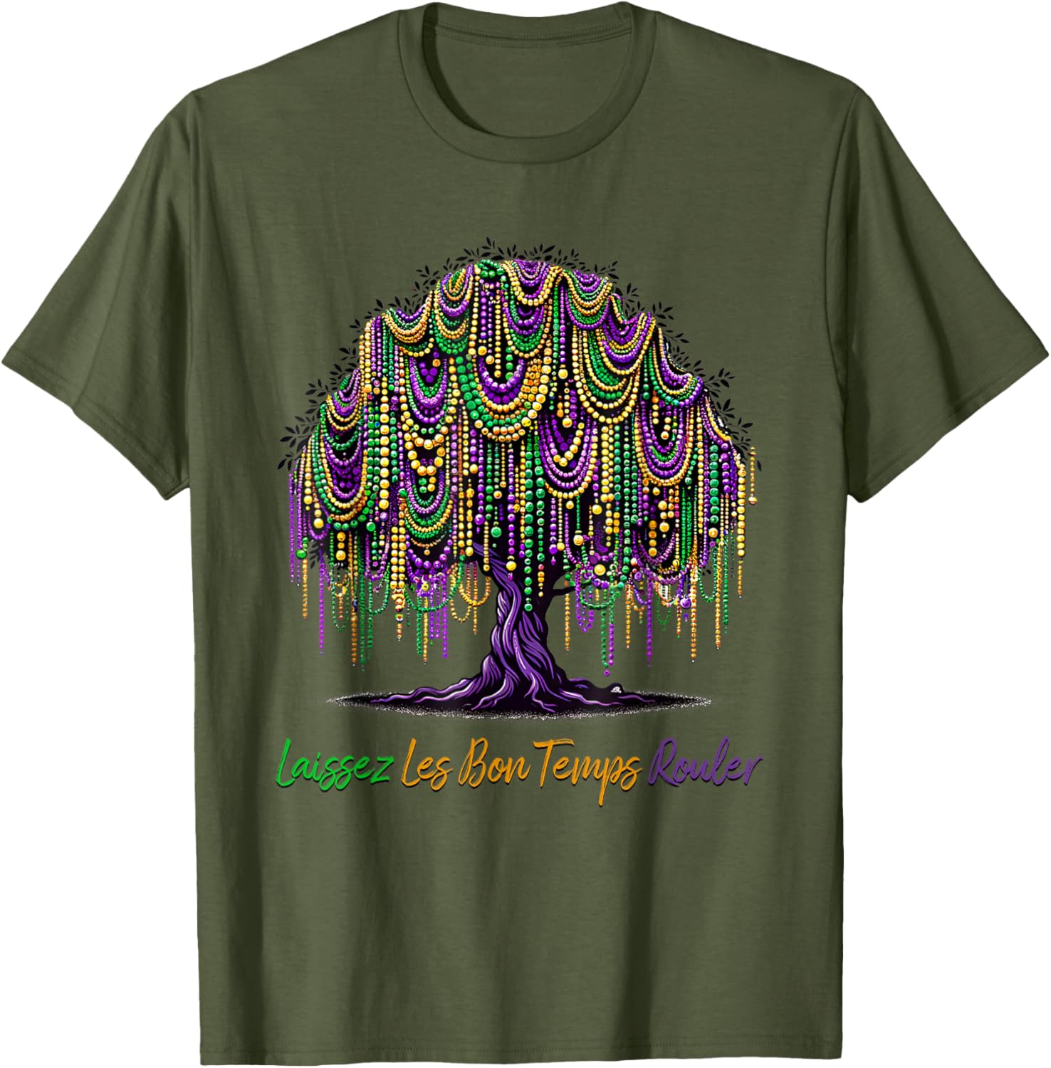 Laissez Les Bon Temps Rouler Mardi Gras Tree Beads T-Shirt for Festive Fun - 22