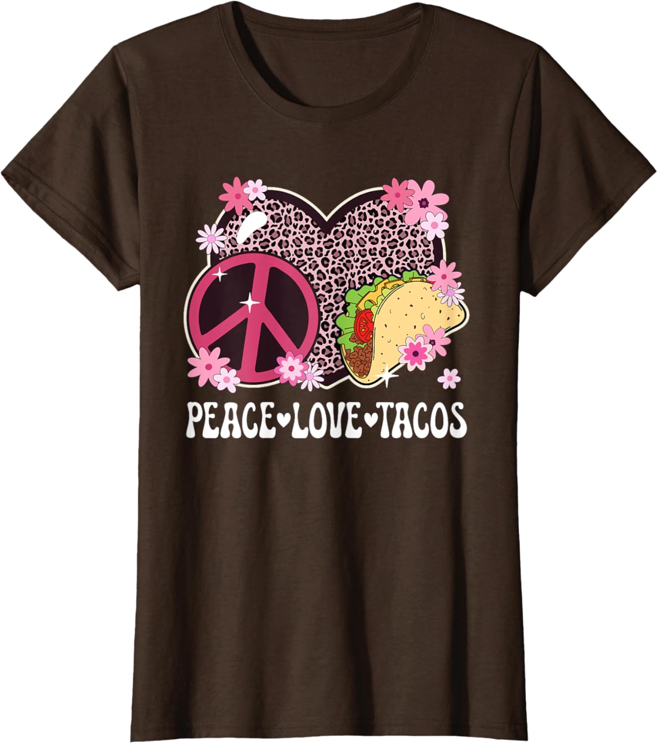 Peace Love Tacos Leopard Print Taco Tuesday T-Shirt for Women - 9