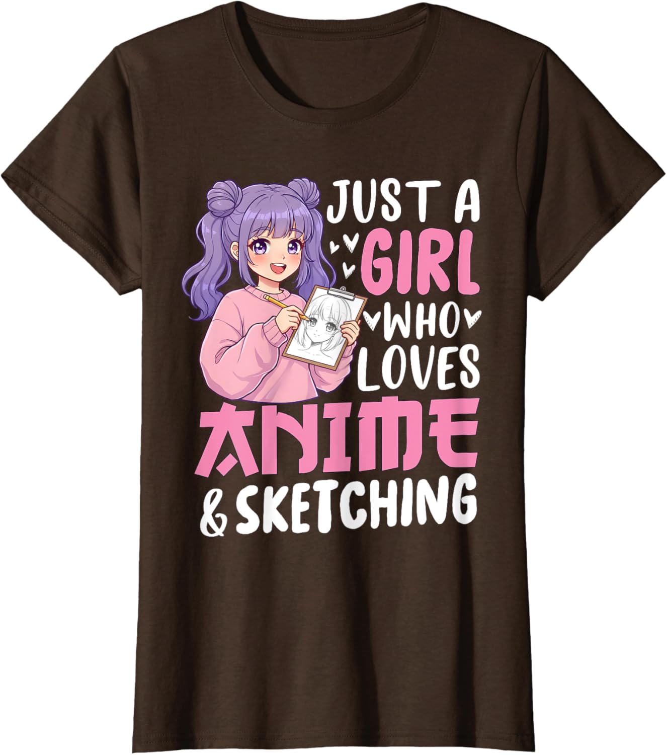 Cute Anime Lover Sketching T-Shirt for Girls - Perfect Gift Idea - 12