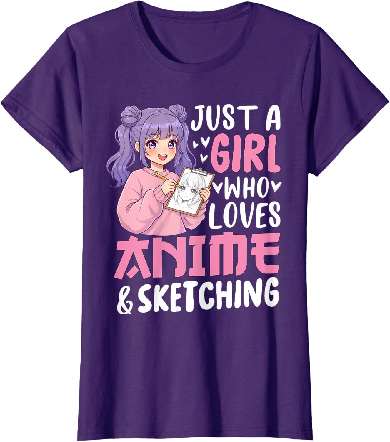 Cute Anime Lover Sketching T-Shirt for Girls - Perfect Gift Idea - 6