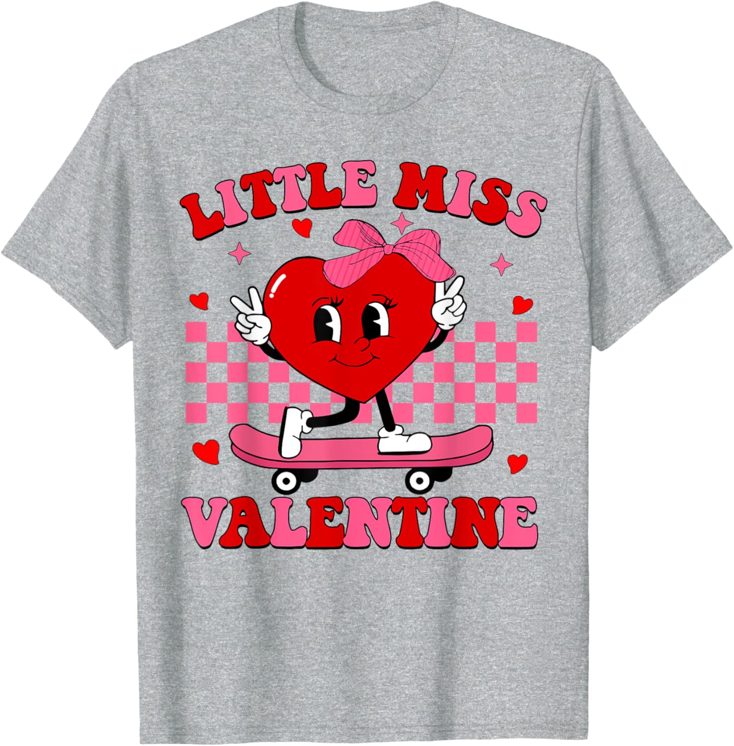 Little Miss Valentine Heart Skateboard T-Shirt for Fun-Loving Women - 20