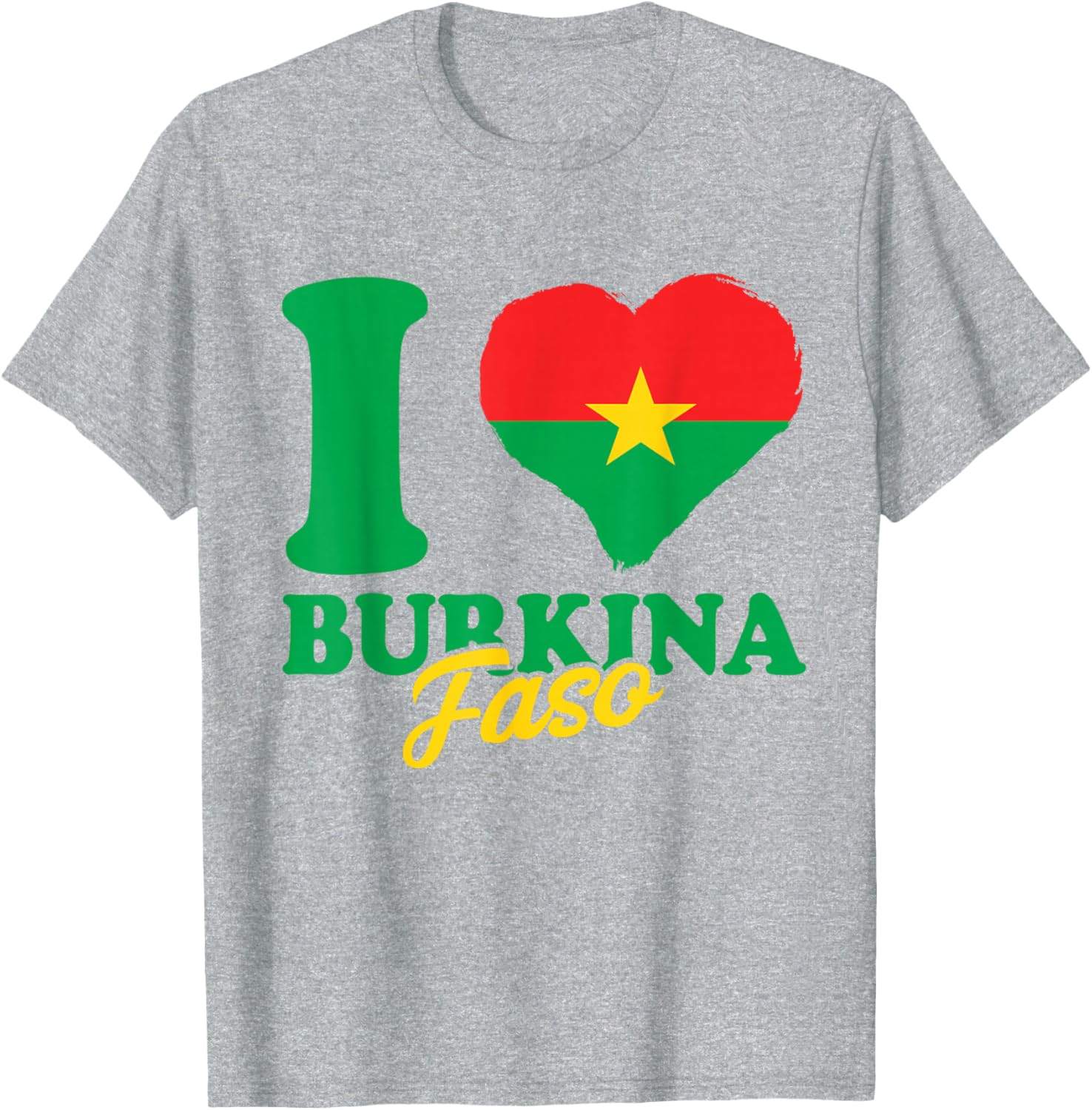 I Love Burkina Faso Heart T-Shirt with Burkina Faso Flag Design - 11