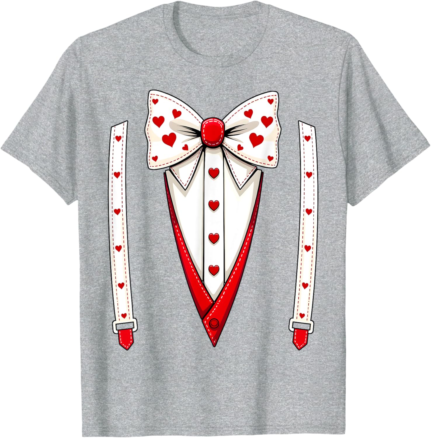 Hearts Bow Tie Suspenders Valentine Costume Kids T-Shirt for Boys - 12