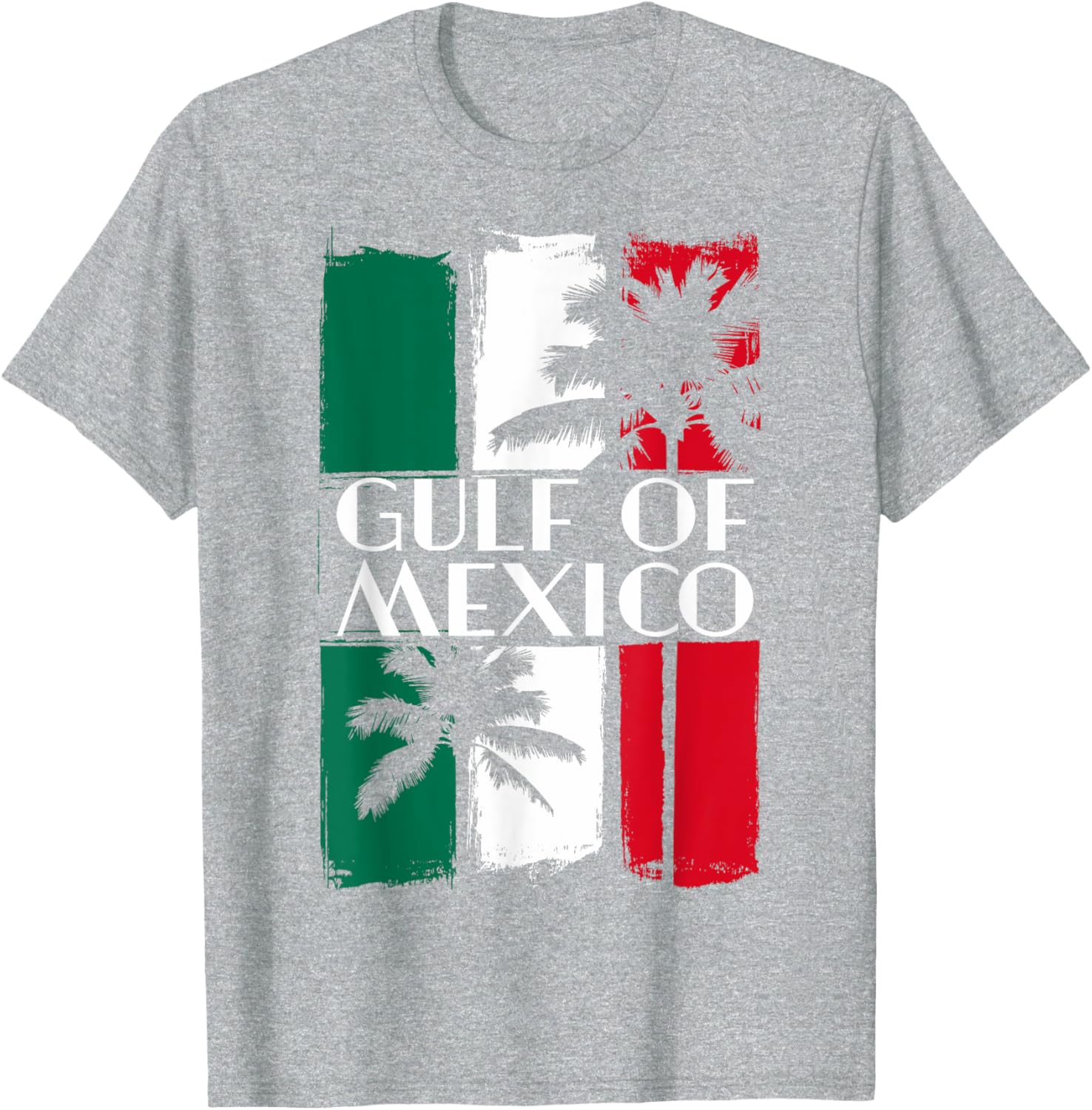 Gulf of Mexico T-Shirt with Mexican Flag Colors and Palm Trees - 7