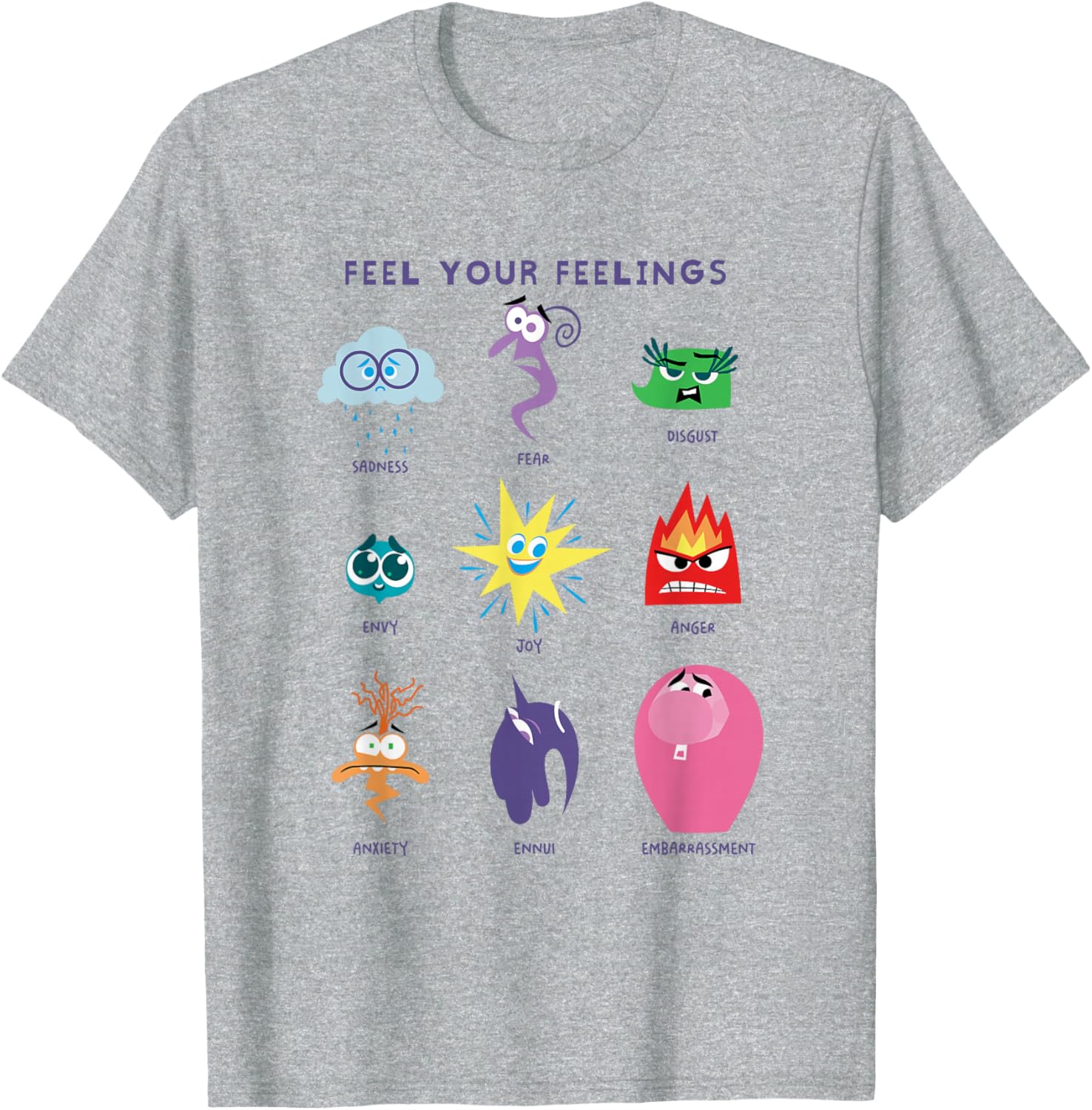 Disney Pixar Inside Out 2 Feel Your Feelings Emotions T-Shirt for Kids - 3