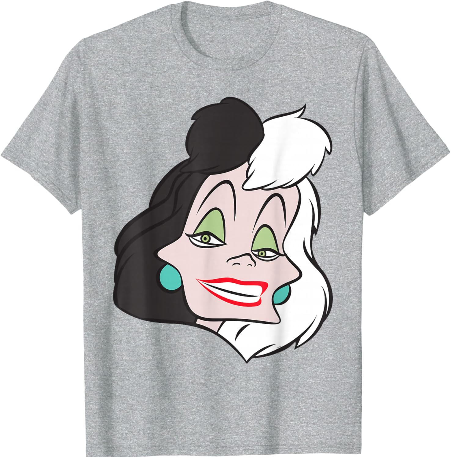 Fashionable Cruella De Vil Big Face T-Shirt for Disney Villains Fans - 13