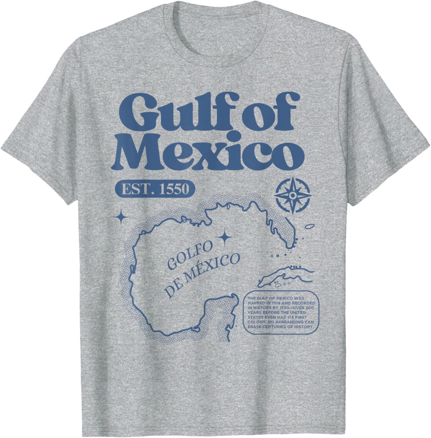 Vintage Gulf of Mexico 1550 Map T-Shirt for History Lovers - 7