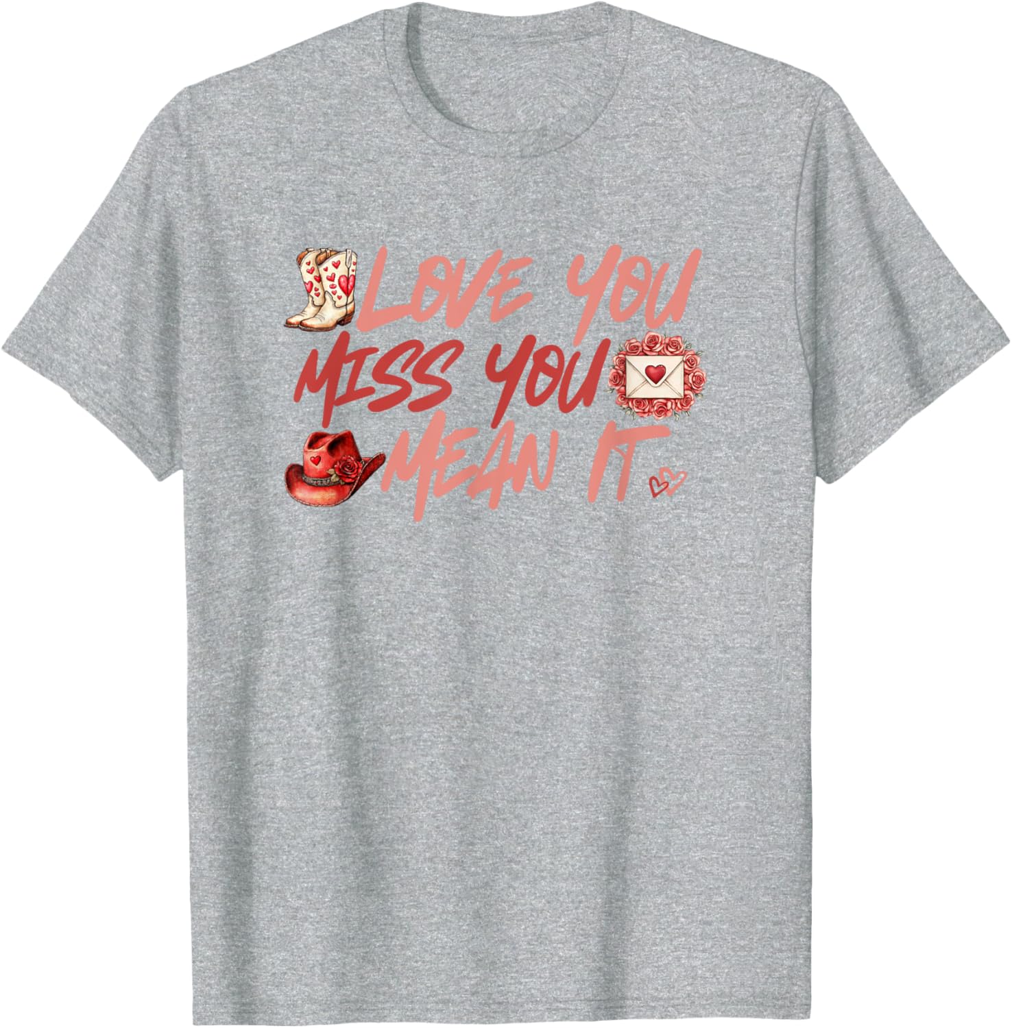 Cowgirl Boots Hat Hearts Roses T-Shirt Stylish Western Fashion Apparel - 5