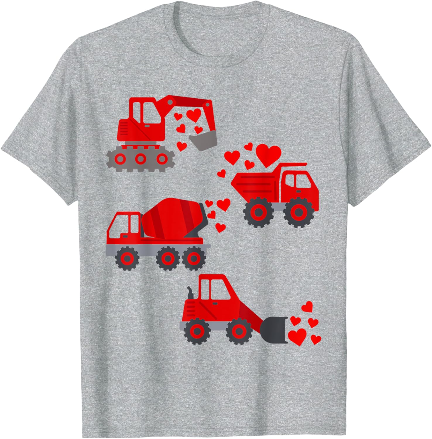 Funny Valentine's Day Construction Trucks Hearts T-Shirt for Boys - 15