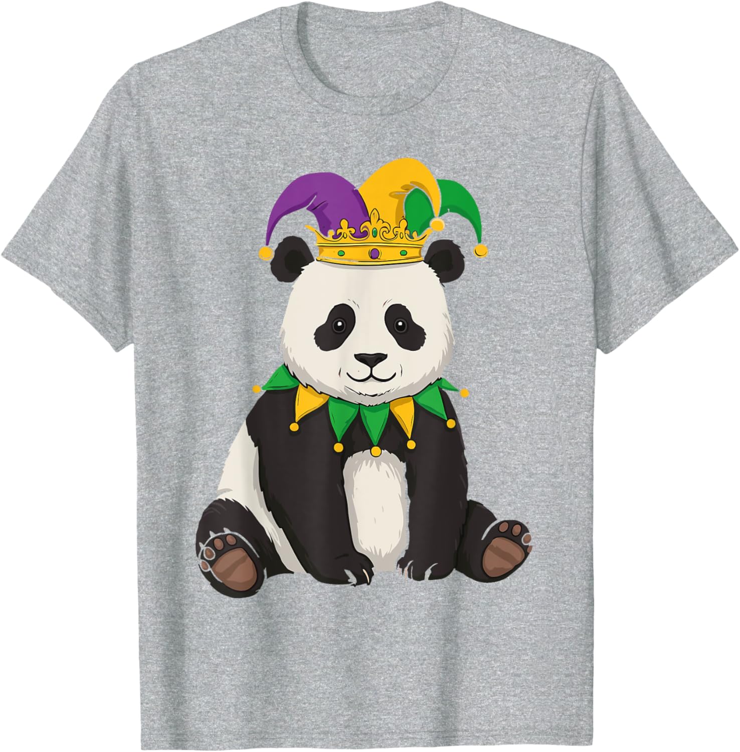 Funny Panda Mardi Gras Jester Hat Tee Cute Gift T-Shirt for All Ages - 3