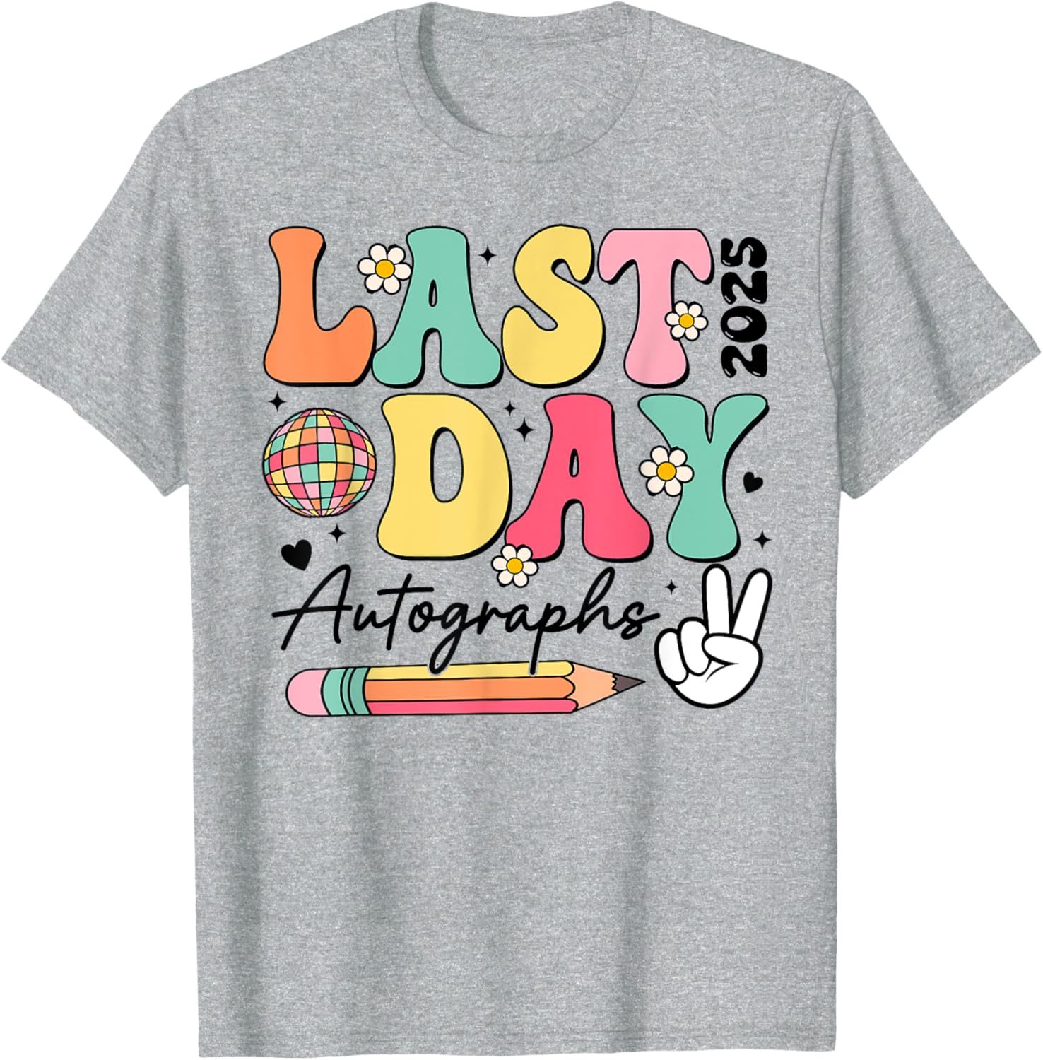 Last Day of School 2024-2025 Retro Cute Autographs T-Shirt for Kids - 16